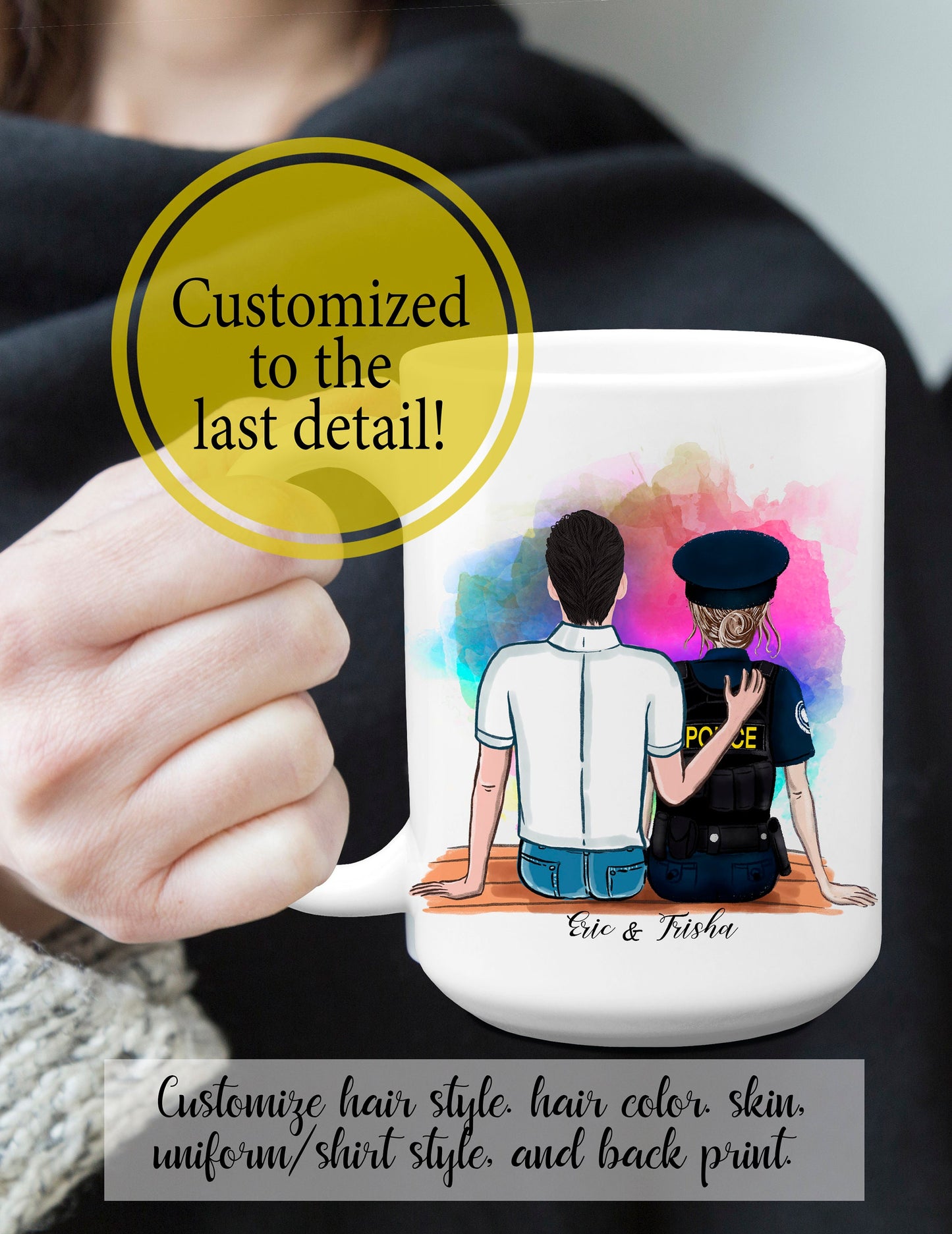 Customized Police Couple Mug -  Police Wife Mug - Police Wife Gift - Police Husband - Proud Police Wife - Customizable Mug - Couples Mug