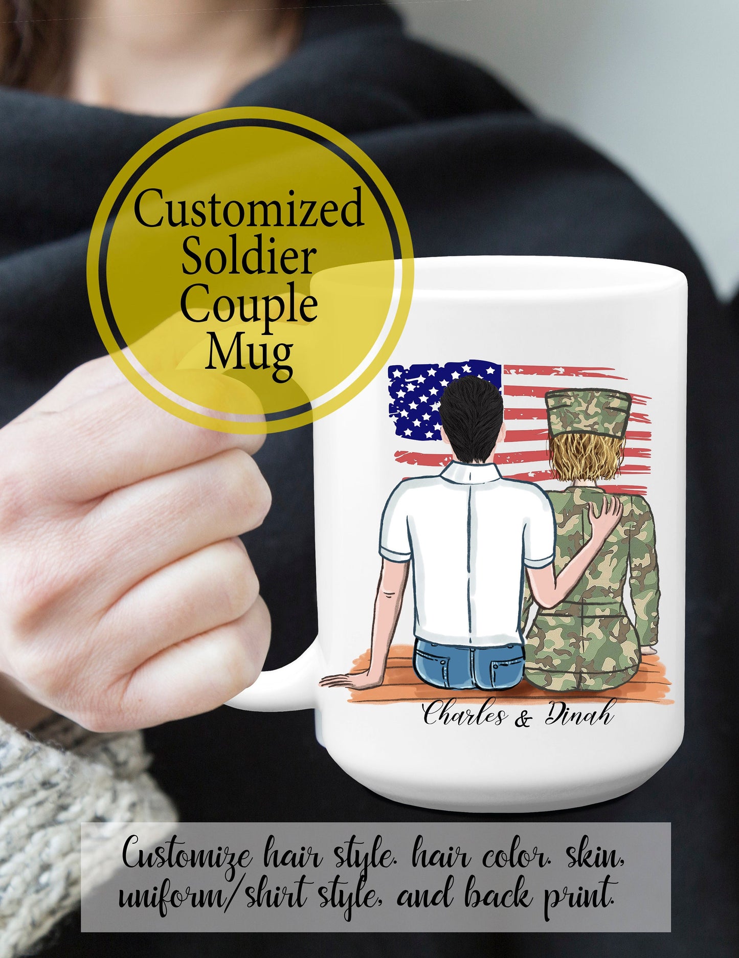 Customized Soldier Couple Mug -  Soldier Wife Mug - Military Gift - Military Husband - Proud Soldier Wife - Military Couple Mug - Couple Mug