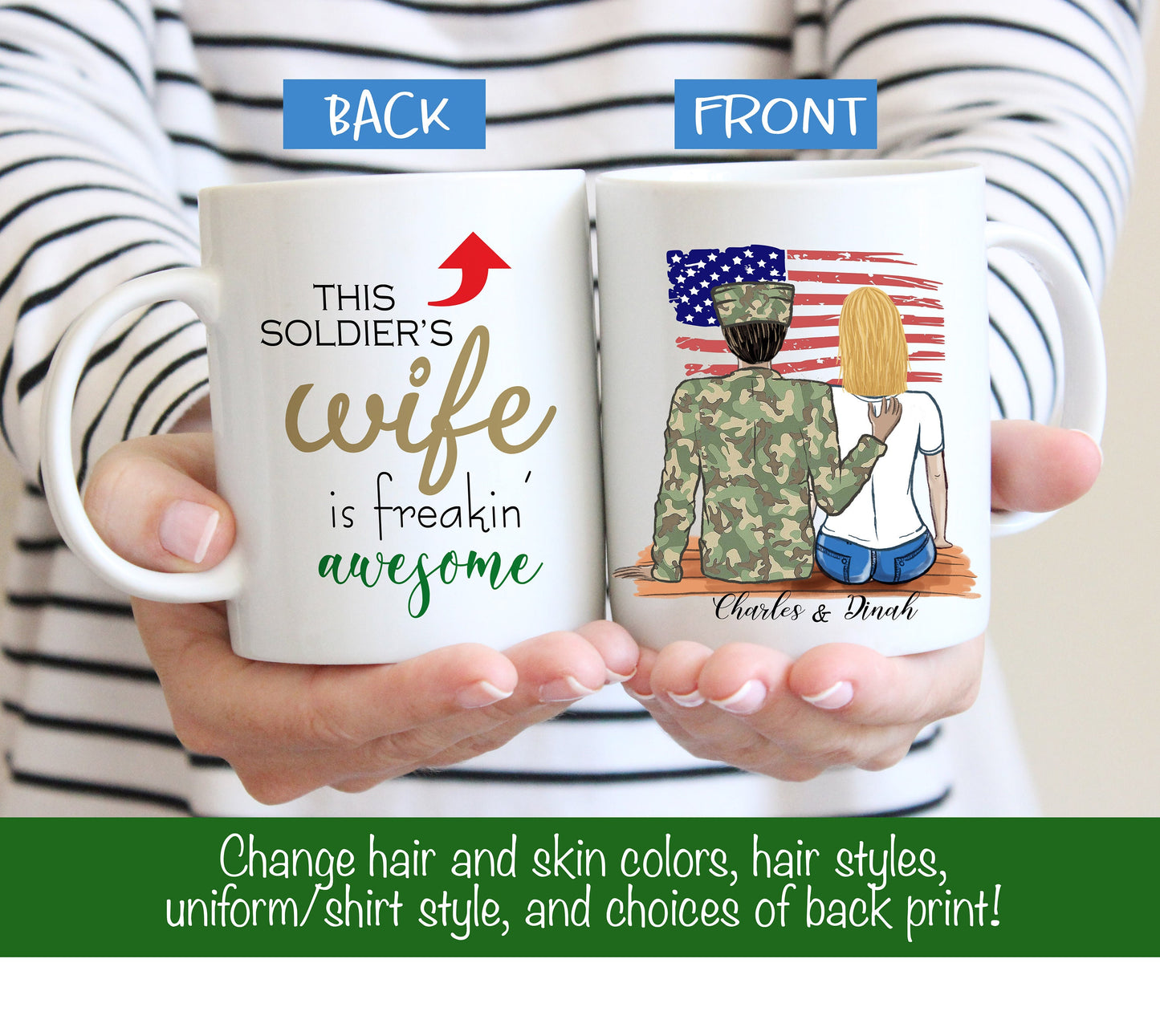 Customized Soldier Couple Mug -  Soldier Wife Mug - Military Gift - Military Husband - Proud Soldier Wife - Military Couple Mug - Couple Mug
