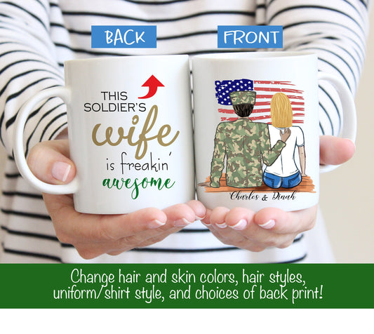 Customized Soldier Couple Mug -  Soldier Wife Mug - Military Gift - Military Husband - Proud Soldier Wife - Military Couple Mug - Couple Mug