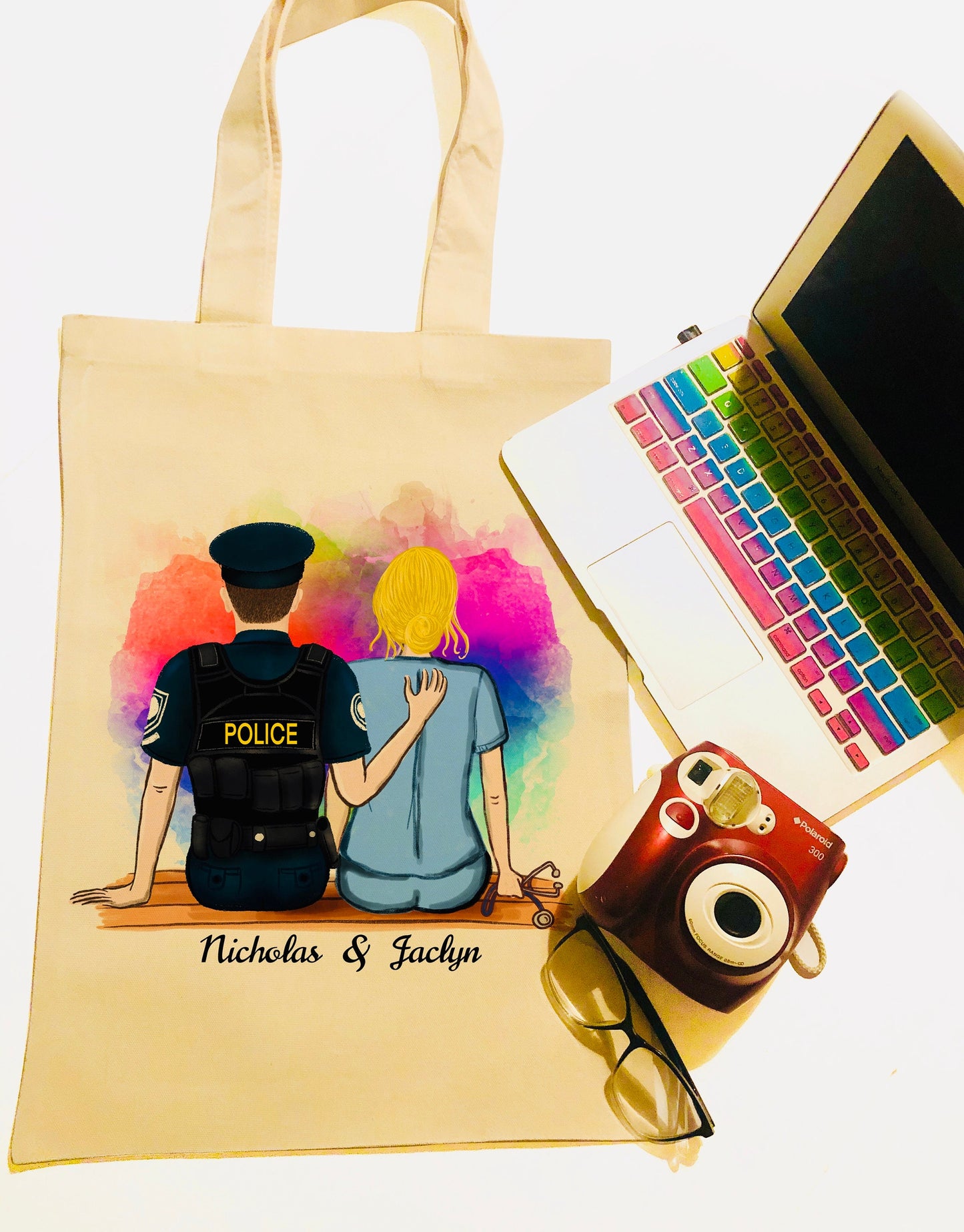 RN and Police Canvas Bag -  Nurse Bag - Canvas Bag - Nurse Gift - Police Gift  - Police Mug - Personalized Canvas Bag - Couples Bag