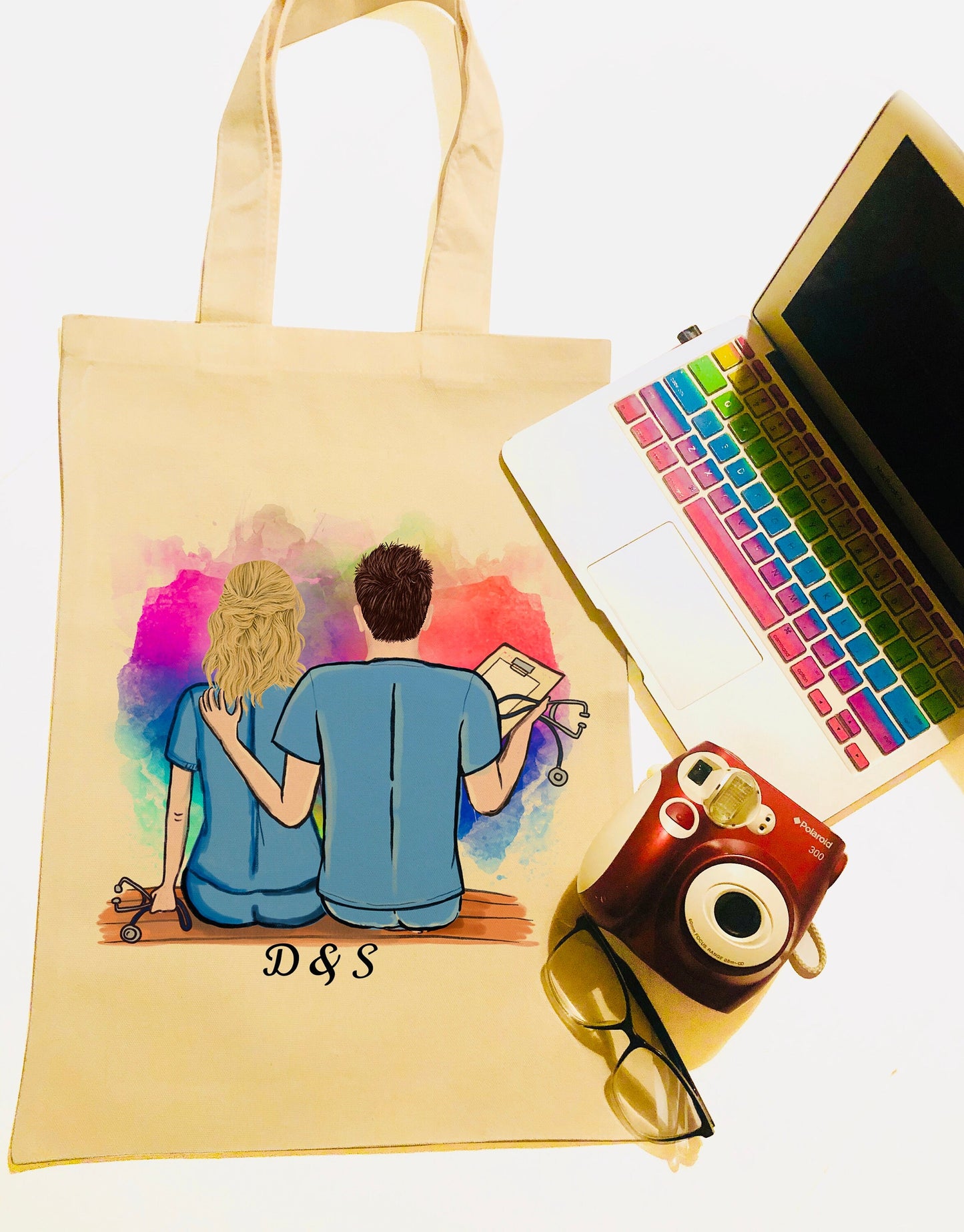 Personalized RN Couple Canvas Bag -  Canvas Bag - Nurse Couple Gift  -  Nurse Gift - Personalized Canvas Bag - Couples Bag