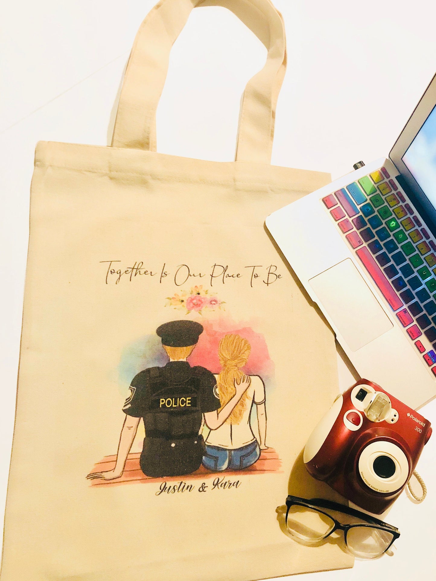 Personalized  Police Couple Canvas Bag -  Police Wife Bag - Police Wife Gift - Police Husband - Customizable Canvas Bag - Couples Bag