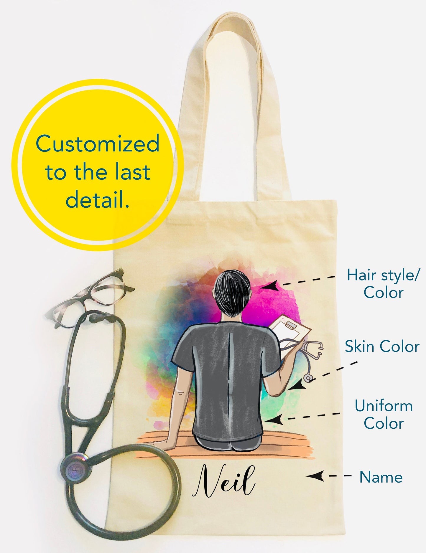 Personalized RN Canvas Bag -  Nurse Canvas Bag - Customized Bag - Nurse Gift - Nurse Canvas Tote Bag