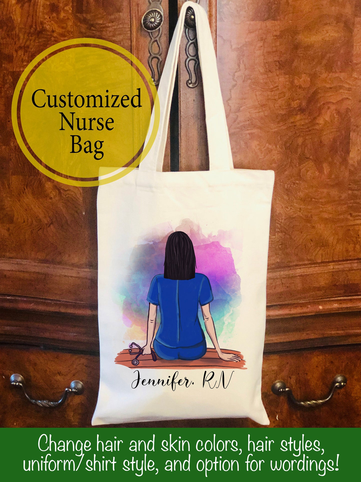 Personalized RN Canvas Bag -  Nurse Canvas Bag - Customized Bag - Nurse Gift - Nurse Canvas Tote Bag