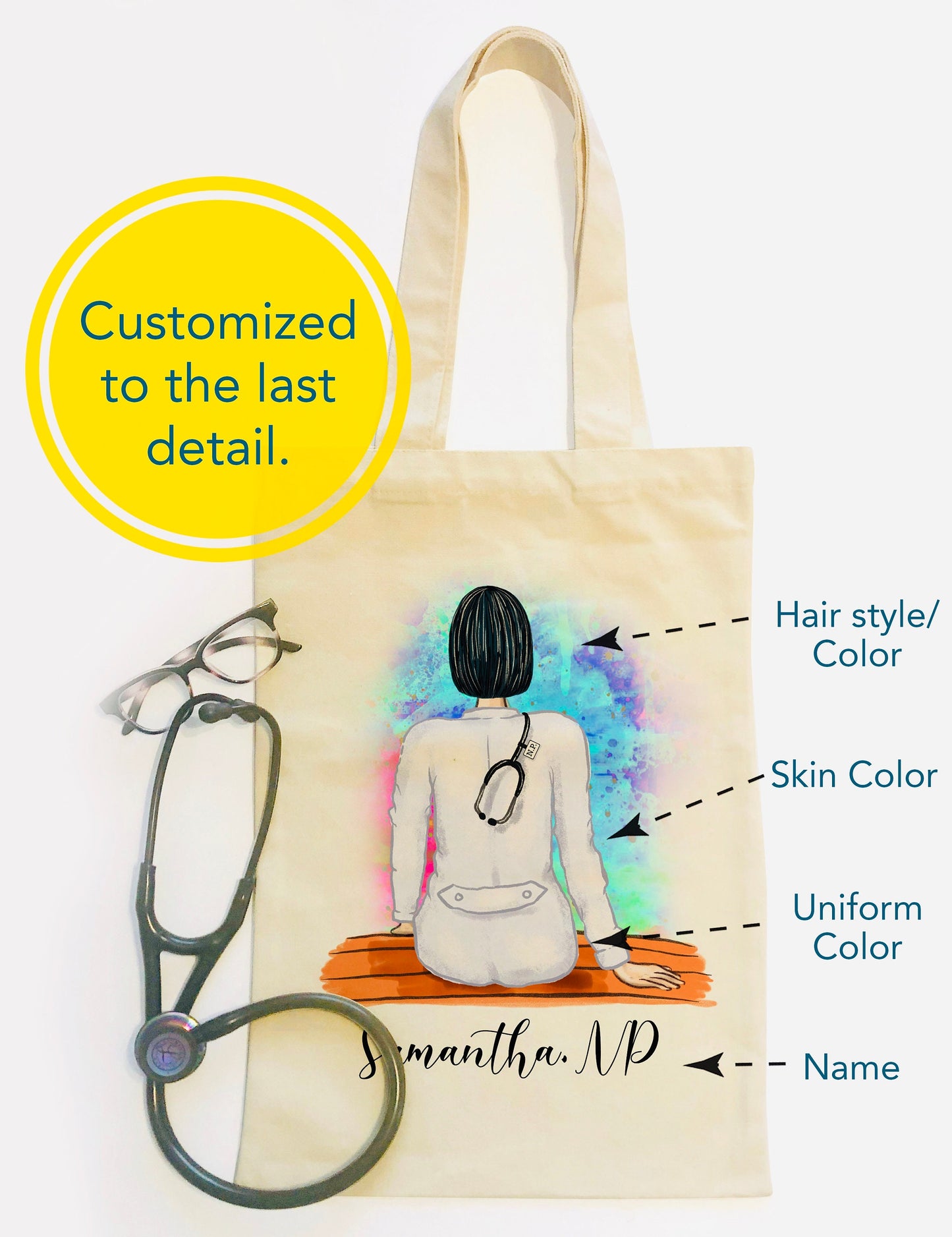 Personalized NP Canvas Bag -  Nurse Practitioner Canvas Bag - Customized Bag - NP Gift - NP Canvas Tote Bag