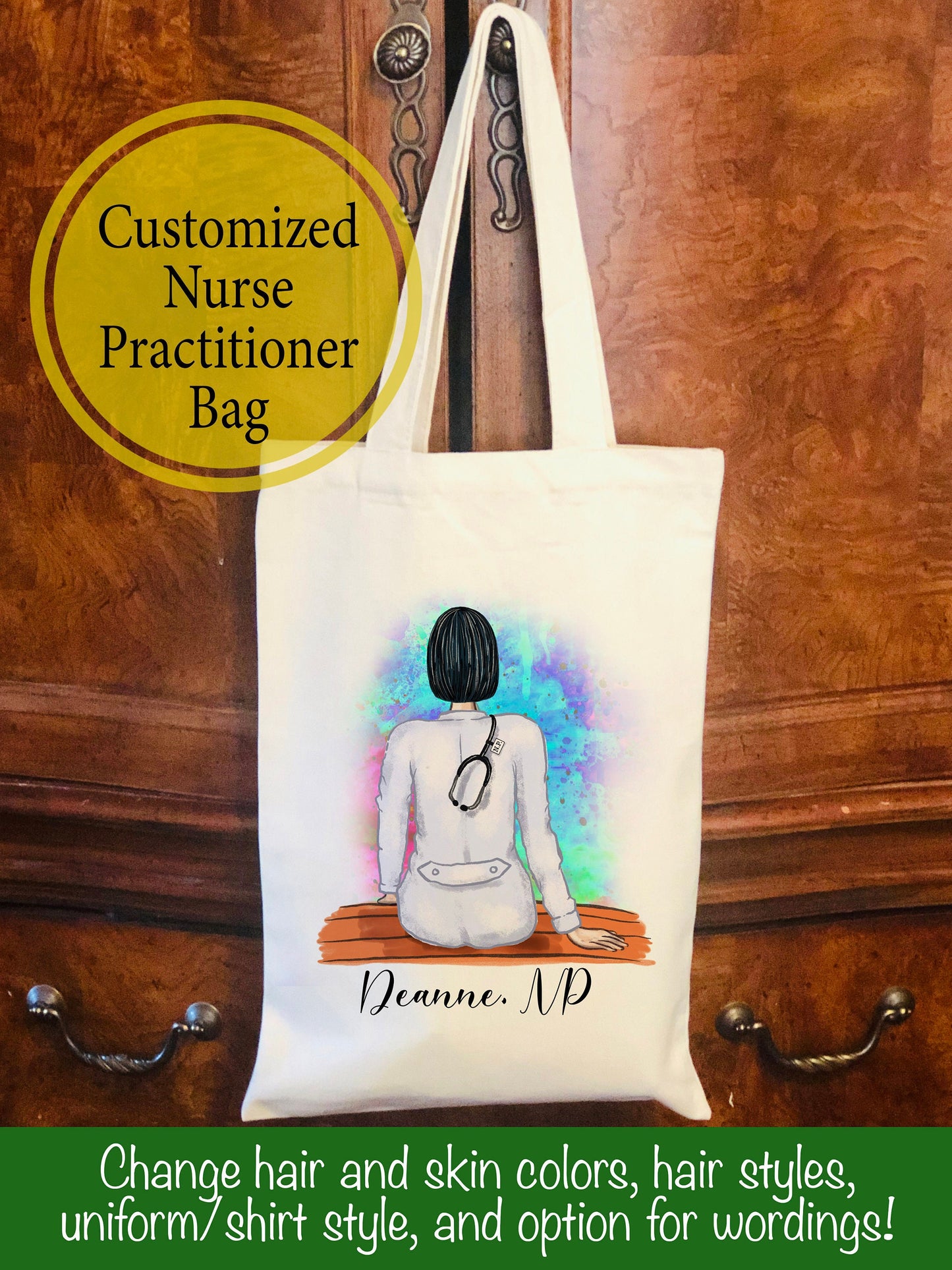 Personalized NP Canvas Bag -  Nurse Practitioner Canvas Bag - Customized Bag - NP Gift - NP Canvas Tote Bag