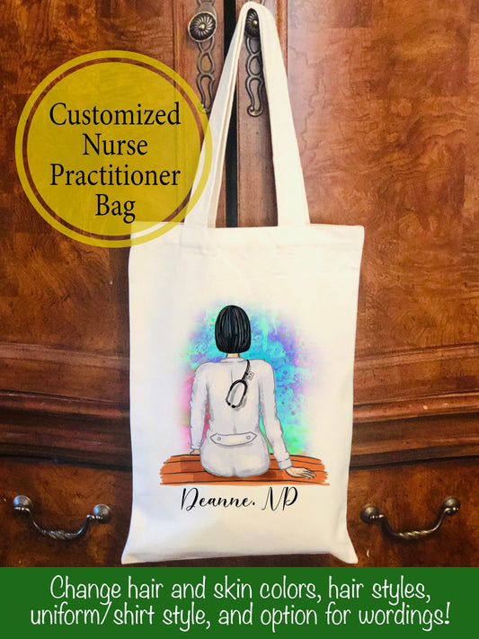 Personalized NP Canvas Bag -  Nurse Practitioner Canvas Bag - Customized Bag - NP Gift - NP Canvas Tote Bag