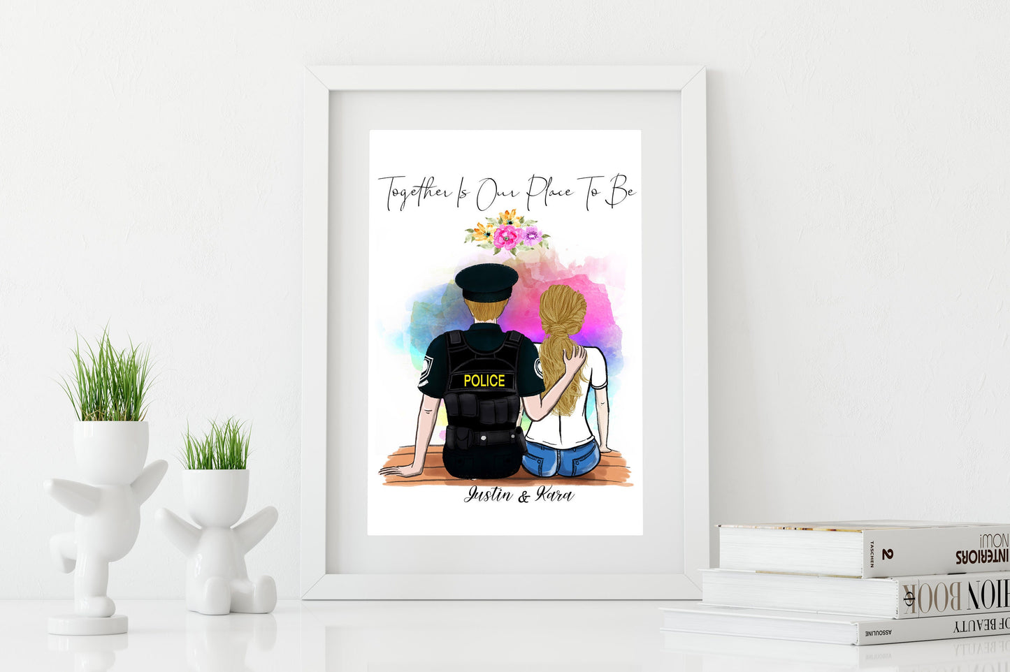 Customized Police Wife Couple Print, Personalized Police Couple Print - Police Wife Gift - Police Wife Print - Unframed