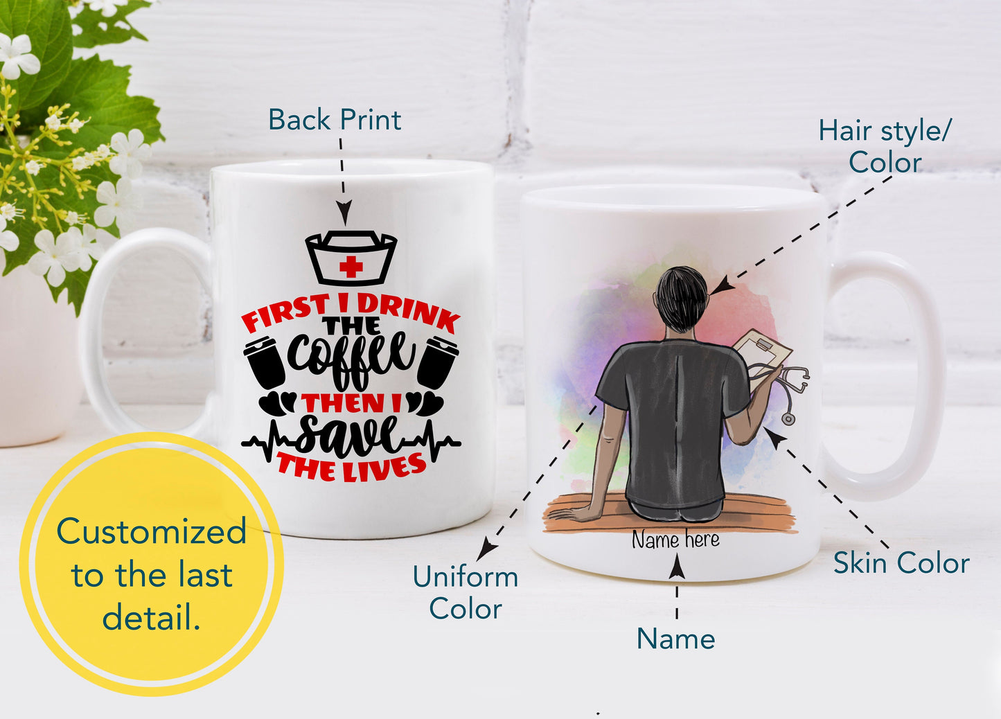 Personalized Male Nurse Mug -  Customized RN Mug - Male Nurse Mug - Male RN Gift - Nurse Gift - RN Mug - Nurse Appreciation Gift