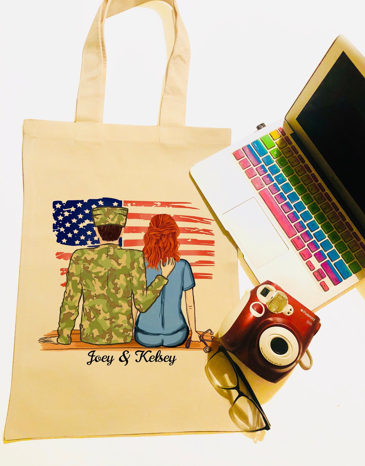 Personalized RN and Soldier Canvas Bag -  Canvas Bag - Nurse Gift - Soldier Gift  - Police Mug - Personalized Canvas Bag - Couples Bag