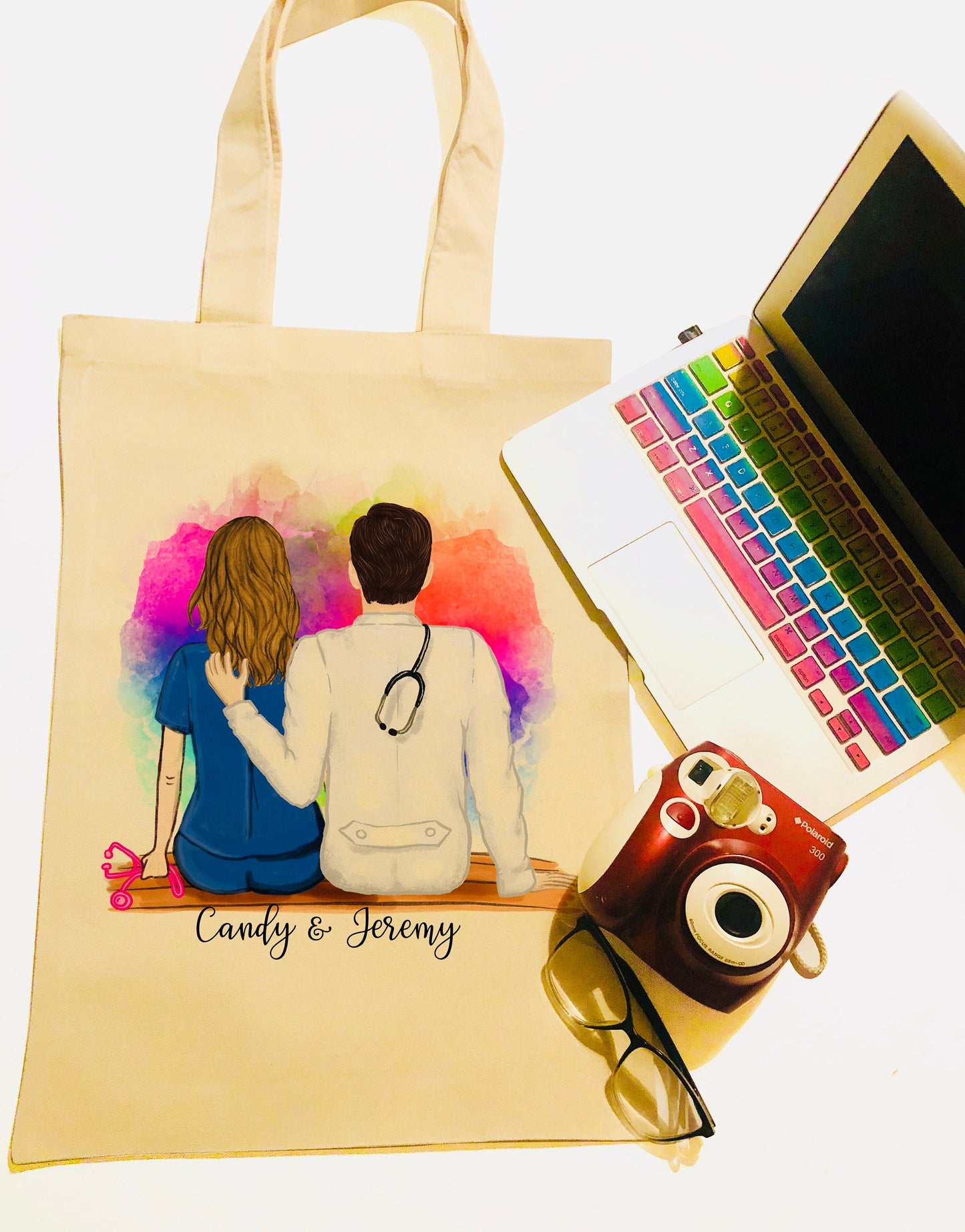 Personalized RN and Doctor Canvas Bag -  Canvas Bag - Nurse Gift - Doctor Gift  -  Personalized Canvas Bag - Couples Bag