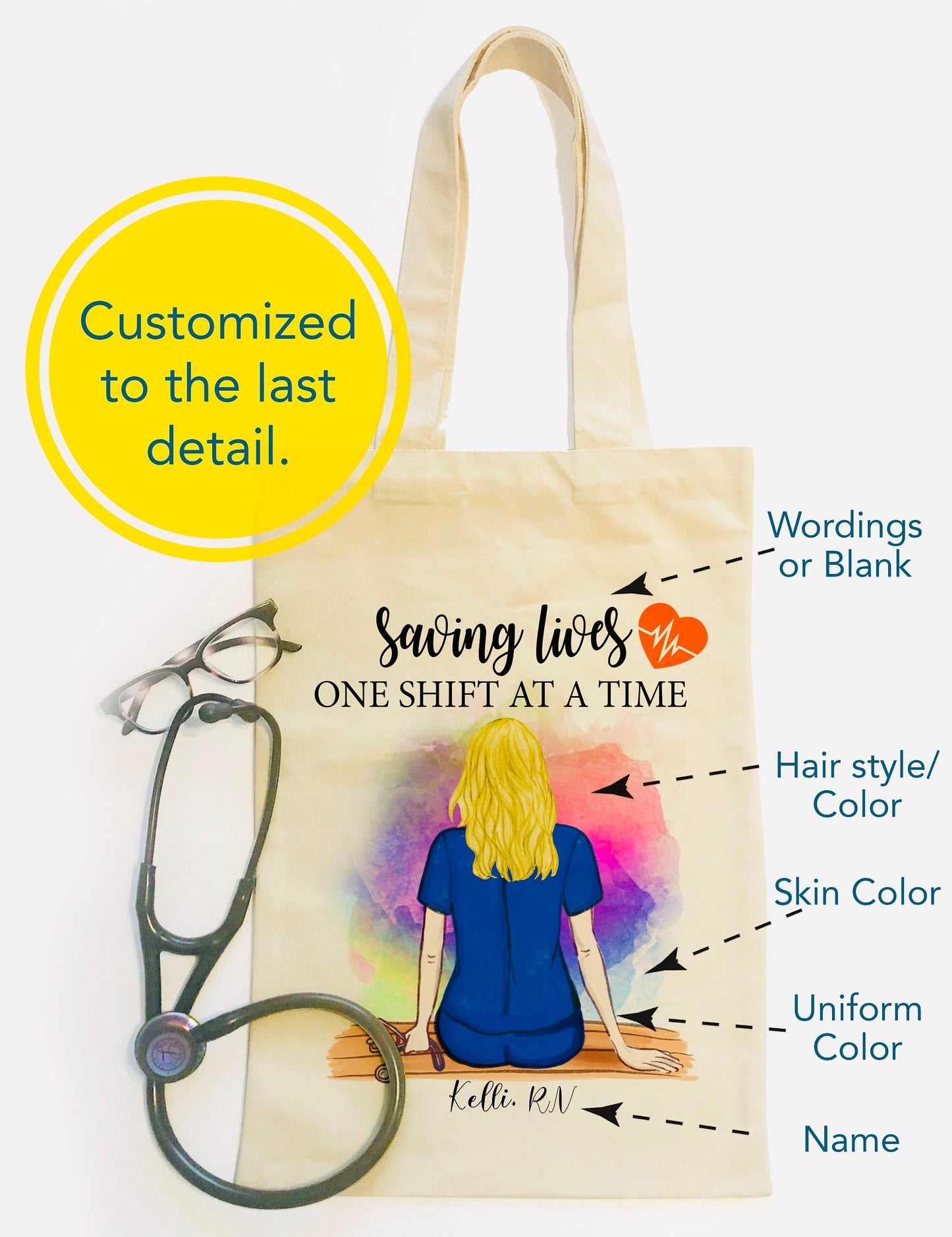 Personalized RN Canvas Bag -  Nurse Canvas Bag - Customized Bag - Nurse Gift - Nurse Canvas Tote Bag