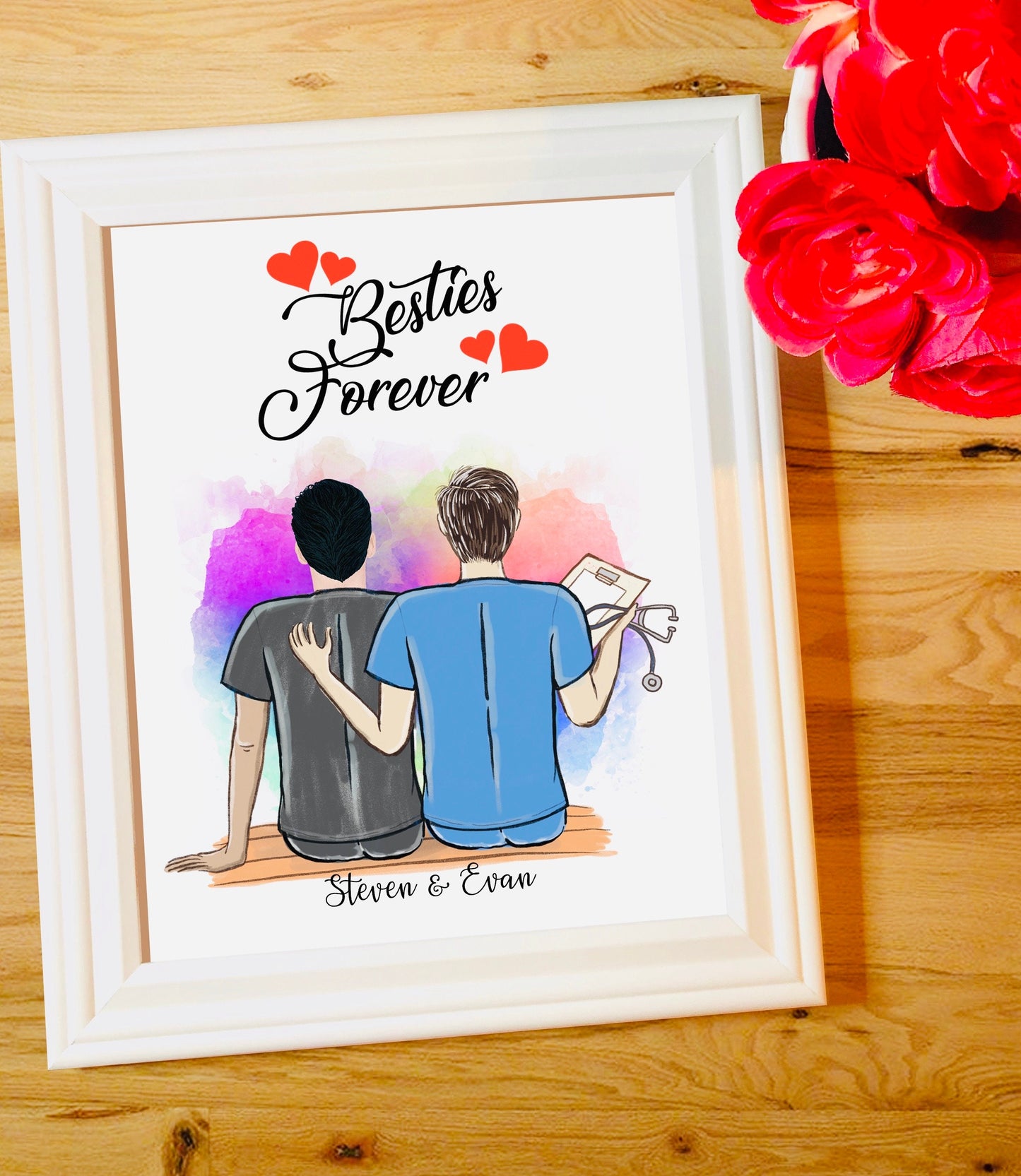 Nurse Best Friends Customized Framed Print, Personalized Nurse Best Friend Gift - Print with Frame - Nursing Gift - RN Gift