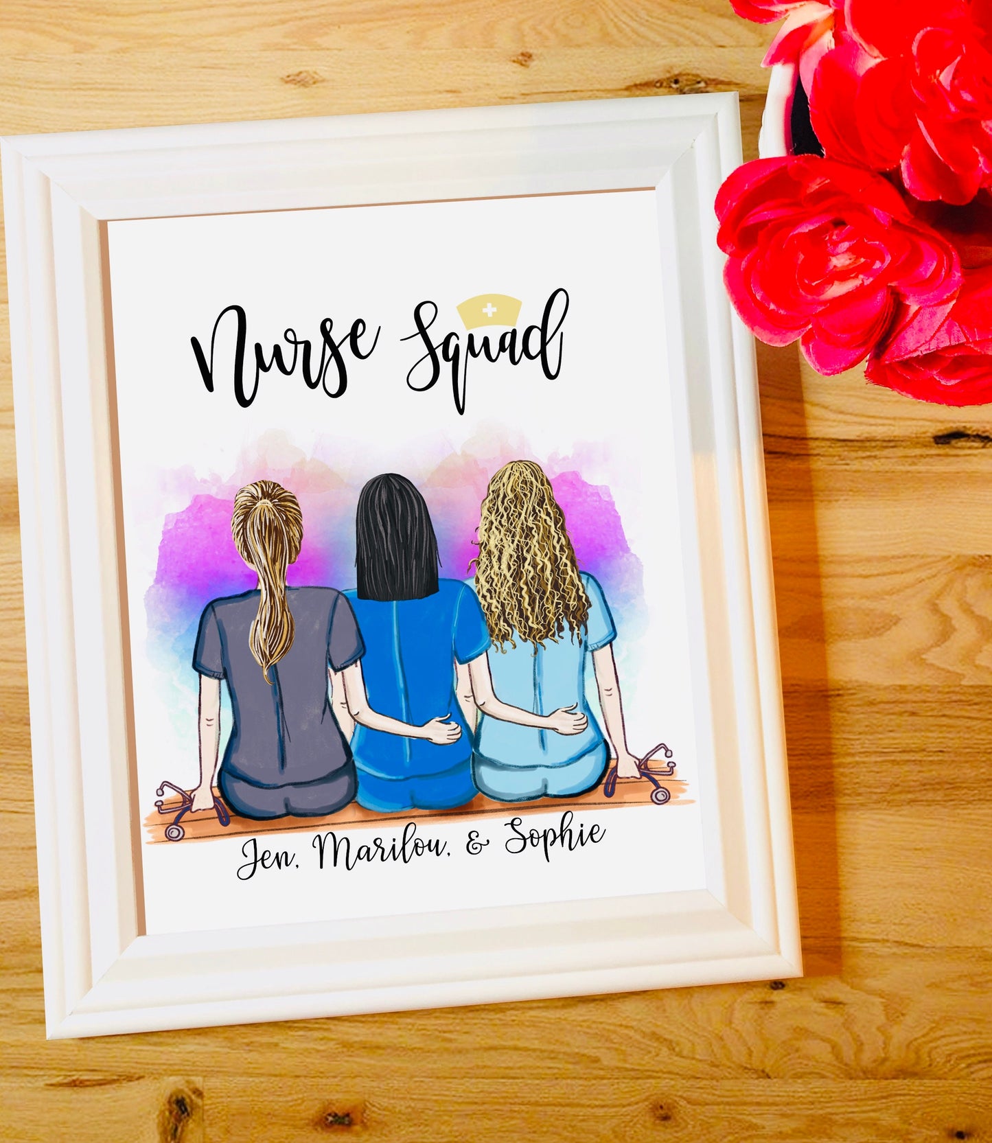 Nurse Best Friends Customized Framed Print, Personalized Nurse Best Friend Gift - Print with Frame - Nursing Gift - RN Gift