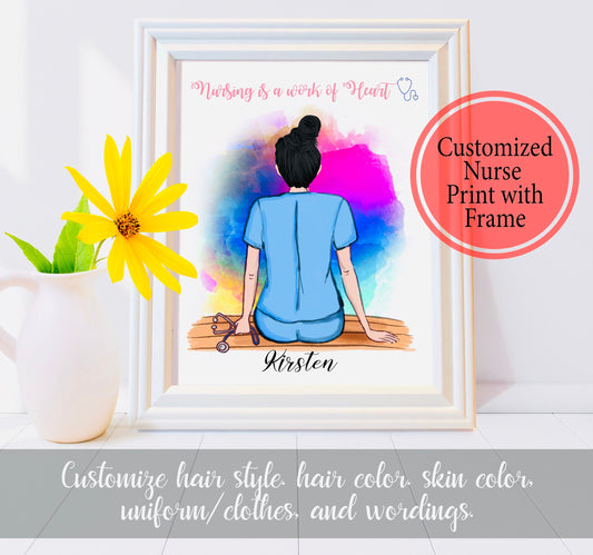 Customized Nurse Framed Print, Personalized RN Gift - Print with Frame - Nursing Gift - RN Gift