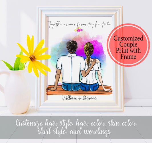 Customized Best Friends Print, Personalized Couple Print - Best friend Gift - Couple Print - Framed or Unframed