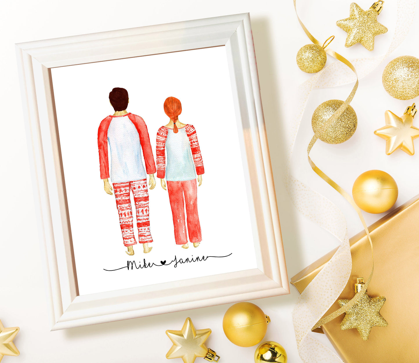 Unframed Custom Christmas Family Print - Custom Family Print - Christmas Family Pajamas - Custom Family Portrait - Christmas Print