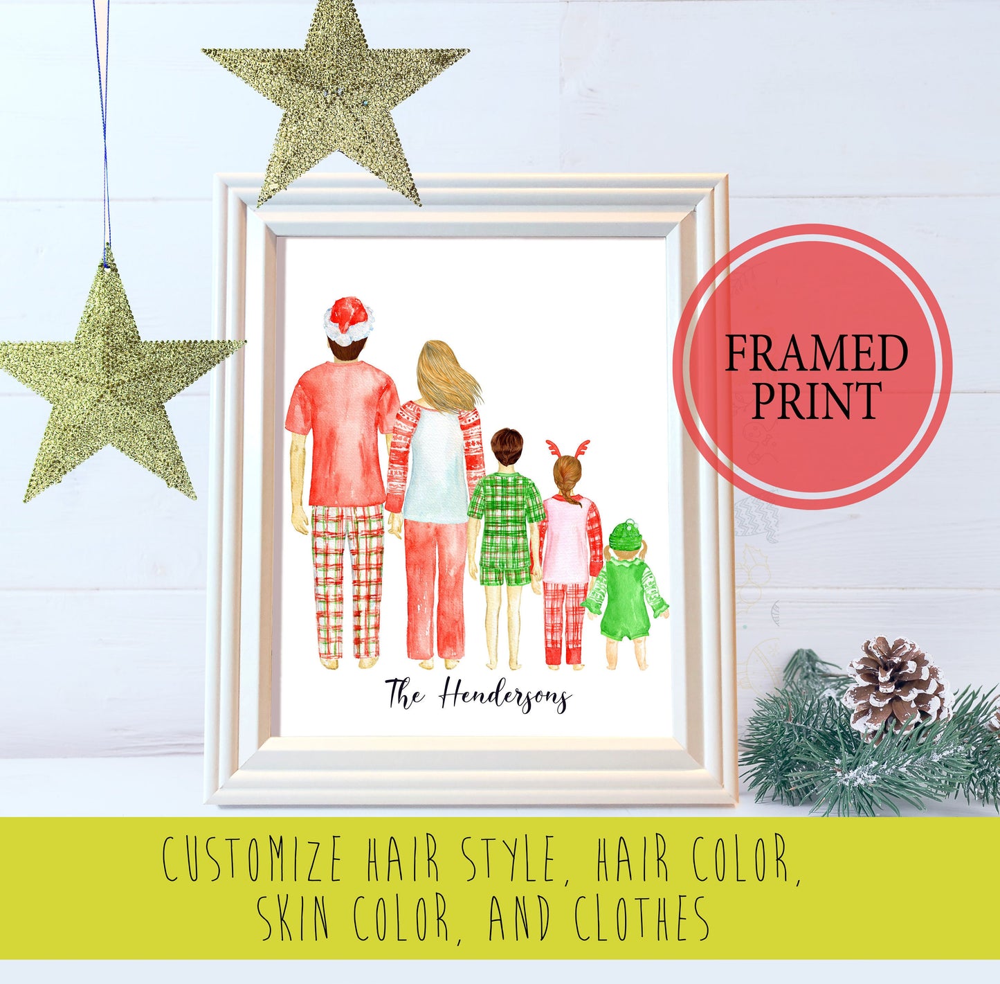 Unframed Custom Christmas Family Print - Custom Family Print - Christmas Family Pajamas - Custom Family Portrait - Christmas Print