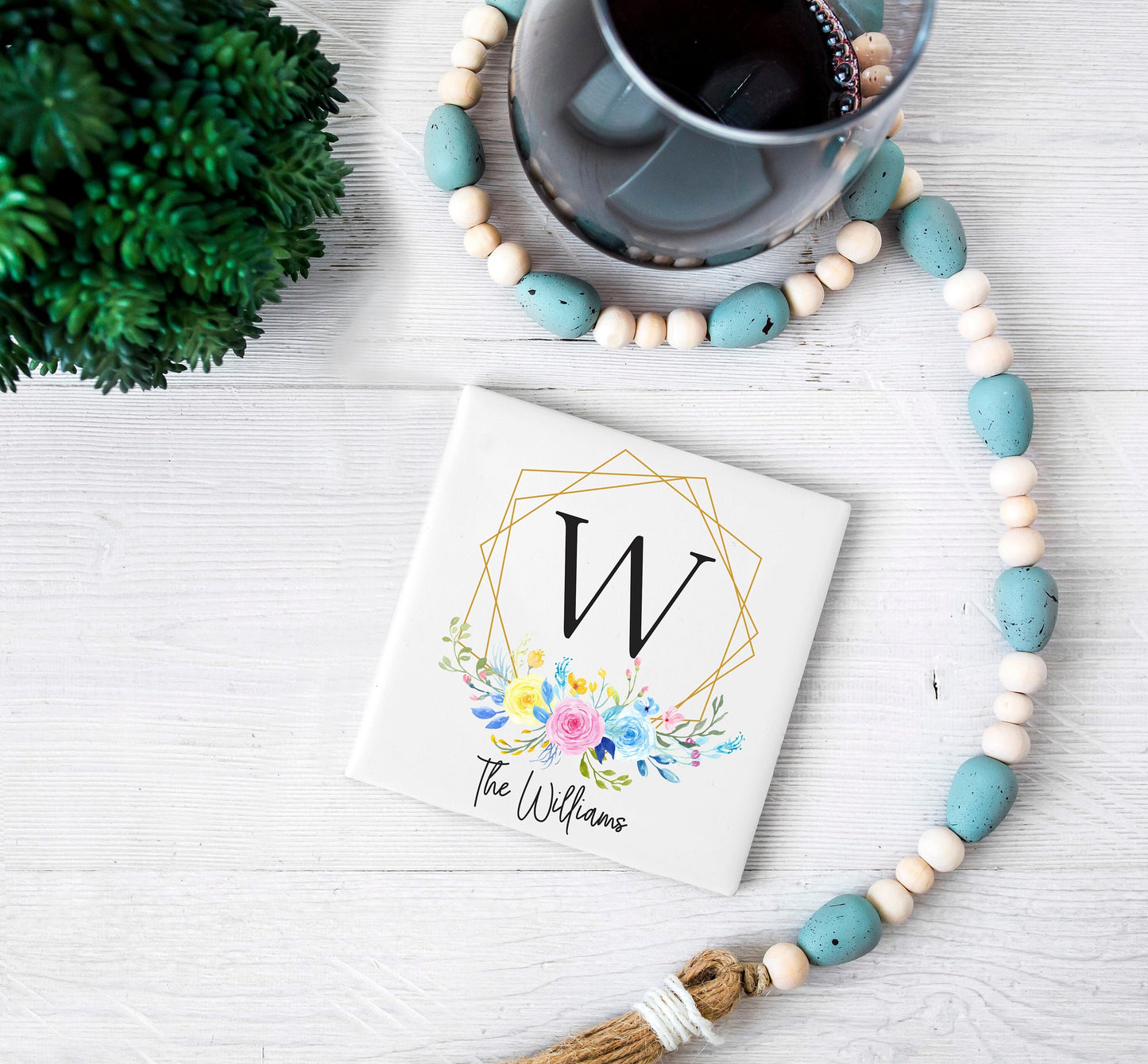 Custom Tile Coaster - Personalized Ceramic Coaster - Tile Coaster - Housewarming Gift - Wedding Gift = Ceramic Tile Coaster