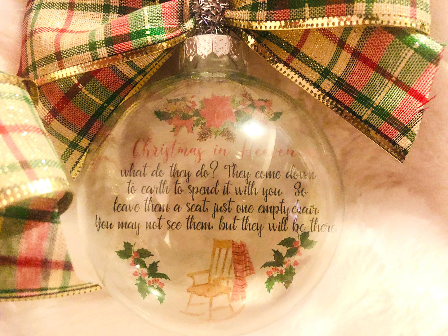 Floating Ornament - Christmas in Heaven - Memorial Ornament - Floating Memorial Ornament - Empty Chair Ornament - Christmas Ornament