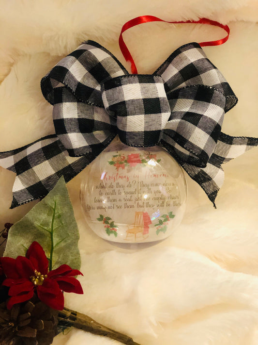 Floating Ornament - Christmas in Heaven - Memorial Ornament - Floating Memorial Ornament - Empty Chair Ornament - Christmas Ornament
