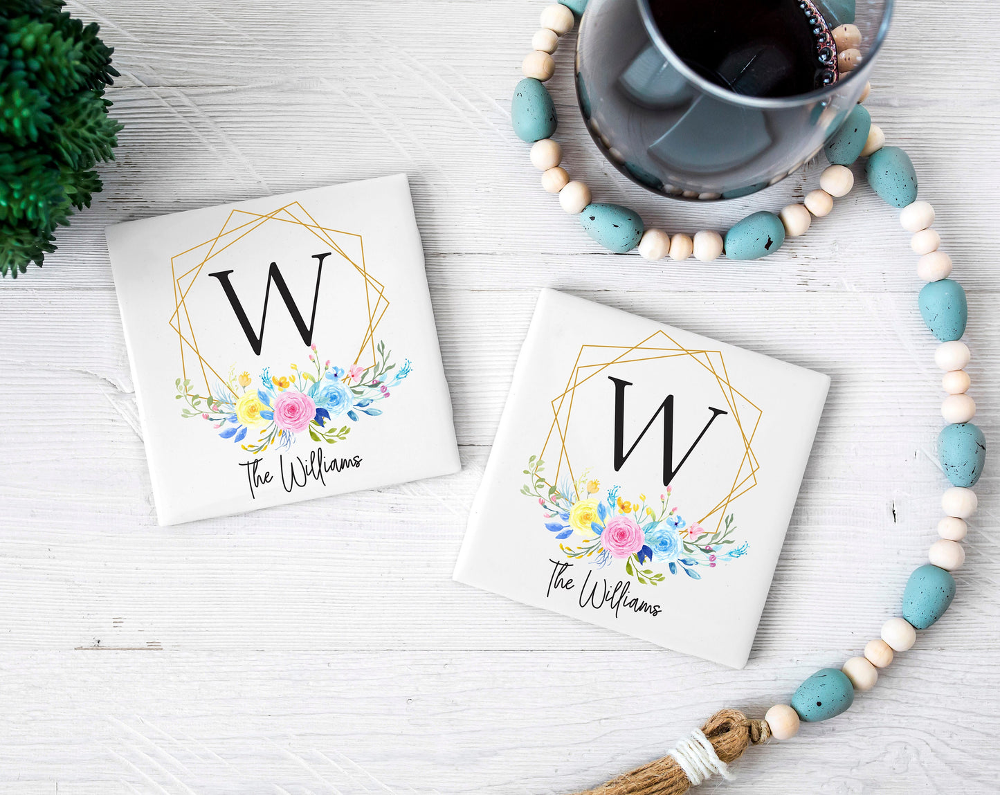 Custom Tile Coaster - Personalized Ceramic Coaster - Tile Coaster - Housewarming Gift - Wedding Gift = Ceramic Tile Coaster