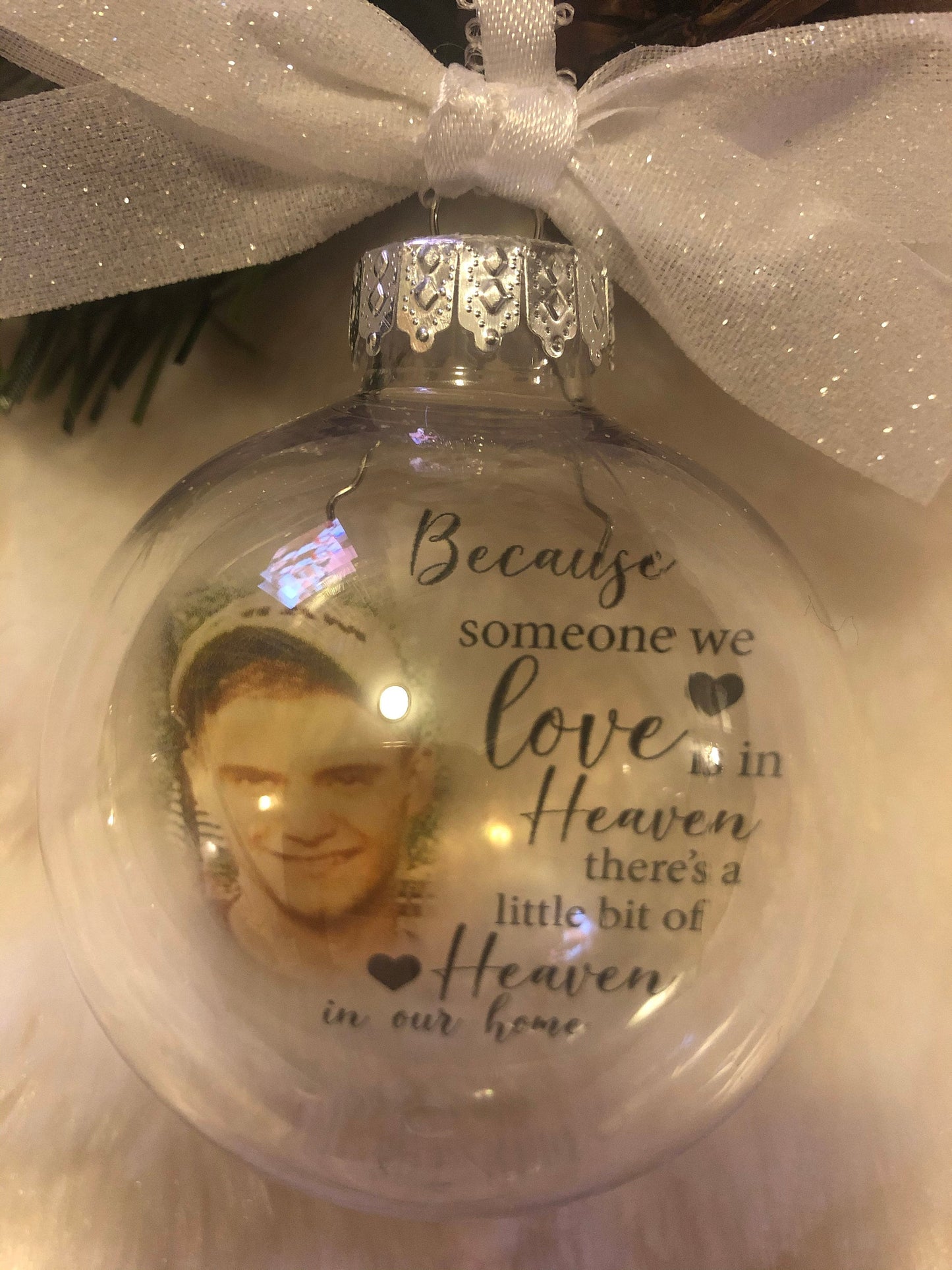 Because Someone We Love is in Heaven Floating Ornament - Personalized Floating Ornament - Floating Memorial Ornament - Christmas Ornament