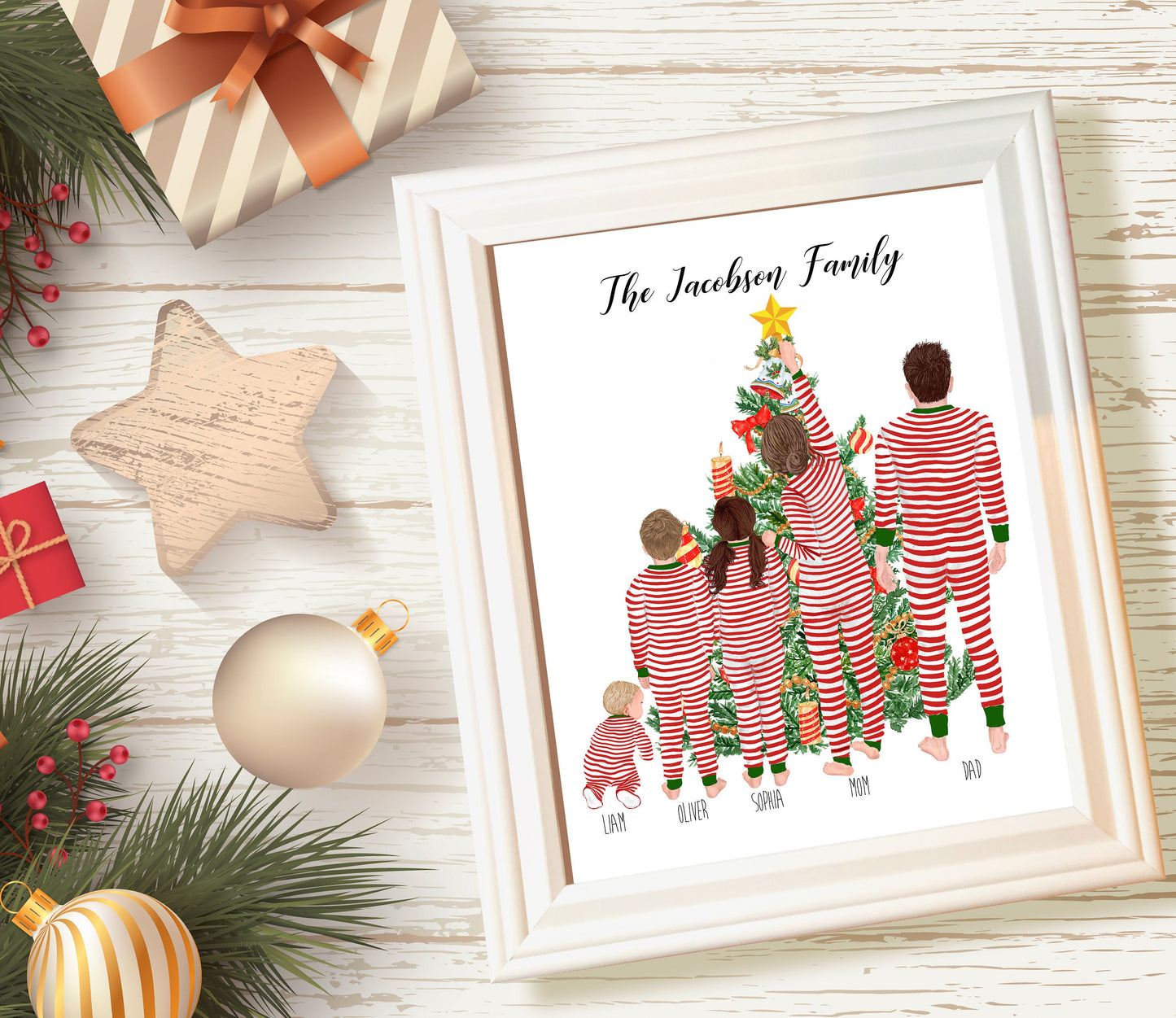 Unframed Custom Christmas Family Print - Custom Family Print - Christmas Family Pajamas - Christmas Print
