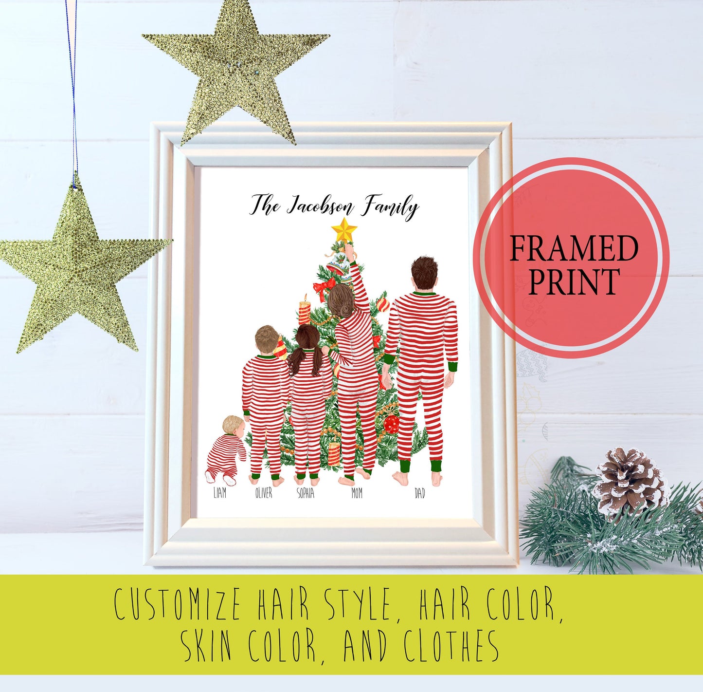 Unframed Custom Christmas Family Print - Custom Family Print - Christmas Family Pajamas - Christmas Print