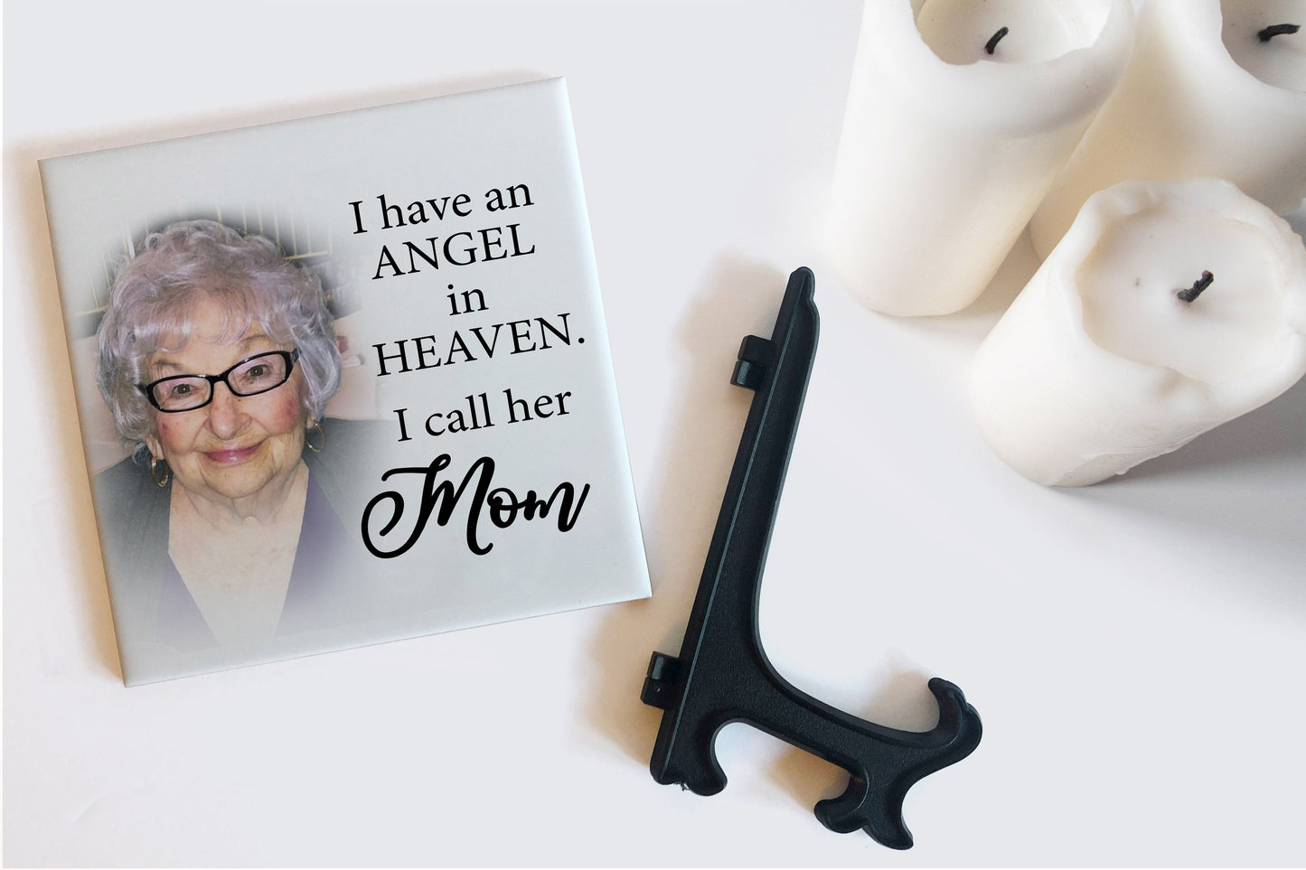 Memorial Tile - Remembrance Tile - I have an angel in heaven I call her Mom - Personalized Photo Memorial Tile - Sympathy Gift - Bereavement