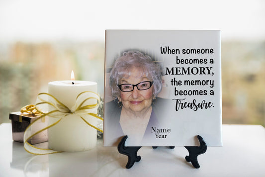 Memorial Tile - Remembrance Tile - When someone becomes a memory - Personalized Photo Memorial Tile - Sympathy Gift - Bereavement Gift