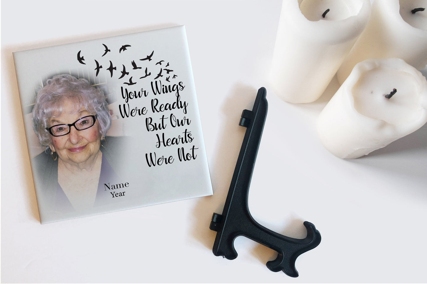 Memorial Tile - Remembrance Tile - Your Wings were ready - Personalized Photo Memorial Tile - Sympathy Gift - Bereavement Gift