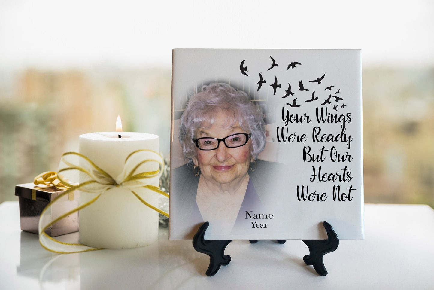 Memorial Tile - Remembrance Tile - Your Wings were ready - Personalized Photo Memorial Tile - Sympathy Gift - Bereavement Gift