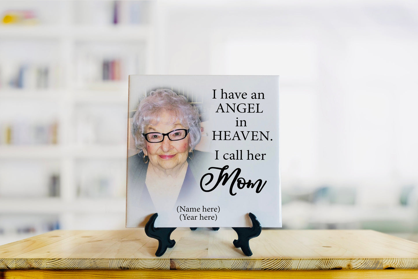 Memorial Tile - Remembrance Tile - I have an angel in heaven I call her Mom - Personalized Photo Memorial Tile - Sympathy Gift - Bereavement