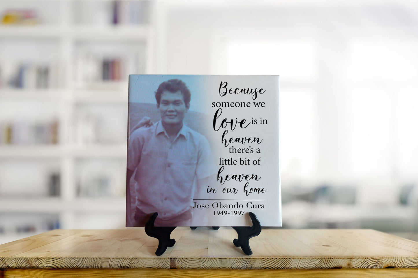 Memorial Tile - Remembrance Tile - Because someone we love is in heaven - Personalized Photo Memorial Tile - Sympathy Gift - Bereavement
