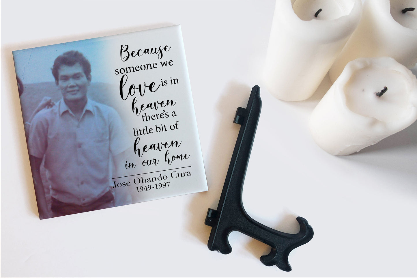 Memorial Tile - Remembrance Tile - Because someone we love is in heaven - Personalized Photo Memorial Tile - Sympathy Gift - Bereavement