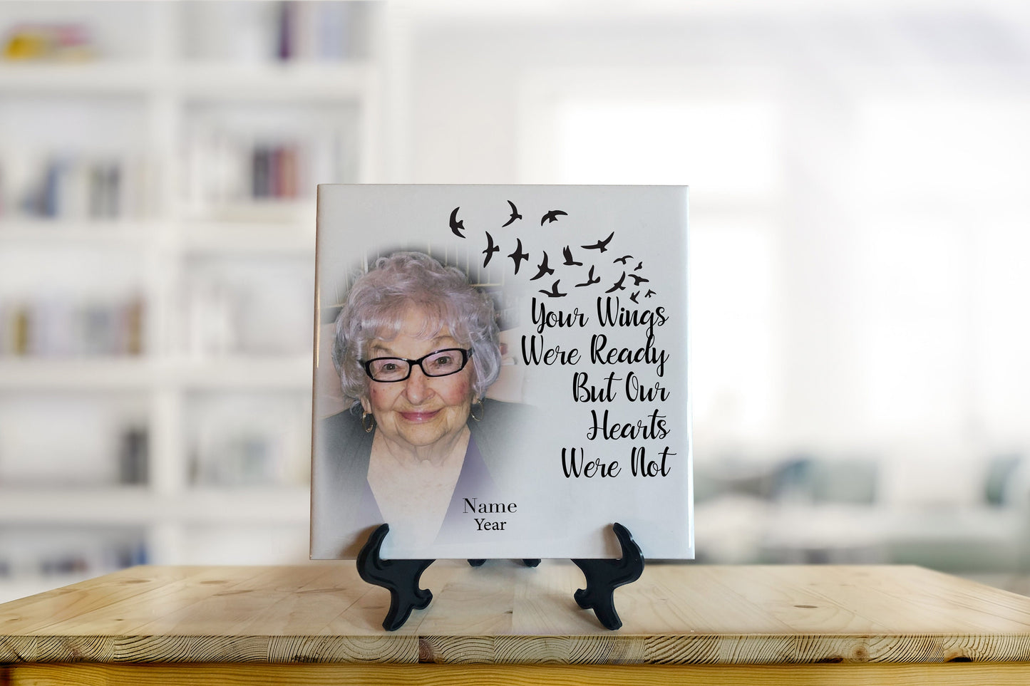 Memorial Tile - Remembrance Tile - Your Wings were ready - Personalized Photo Memorial Tile - Sympathy Gift - Bereavement Gift