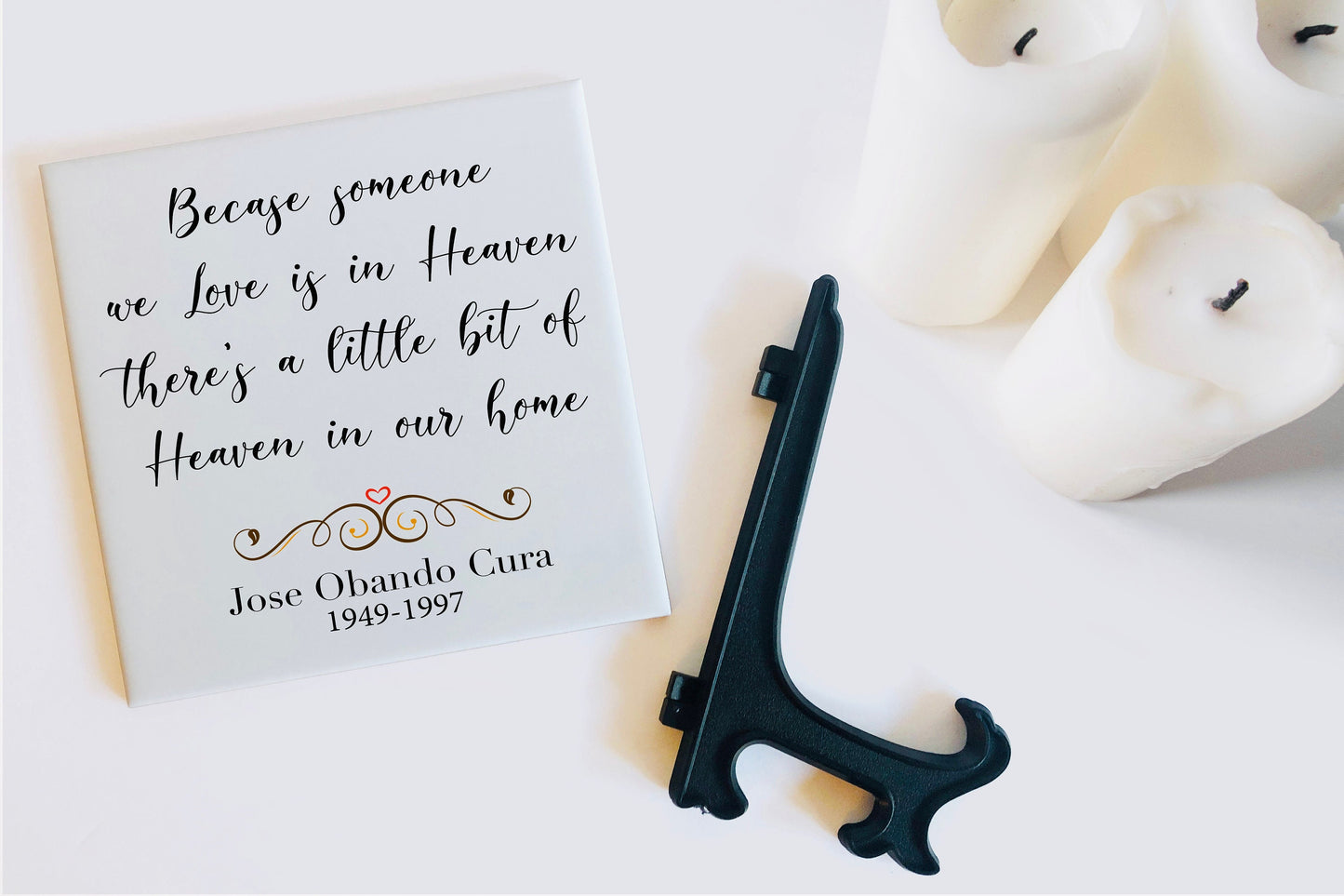 Personalized Memorial Tile - Because someone we love is in heaven - Remembrance Tile - Sympathy Gift - Bereavement Gift