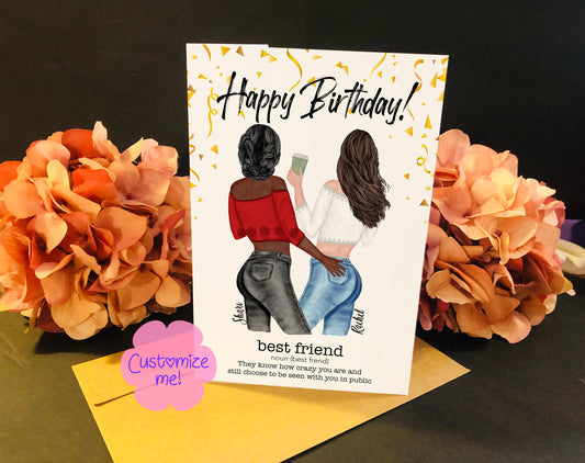 Personalized Birthday Card - Custom Birthday Card - Personalized Greeting Card - Custom Greeting Card - Best Friend Birthday Card