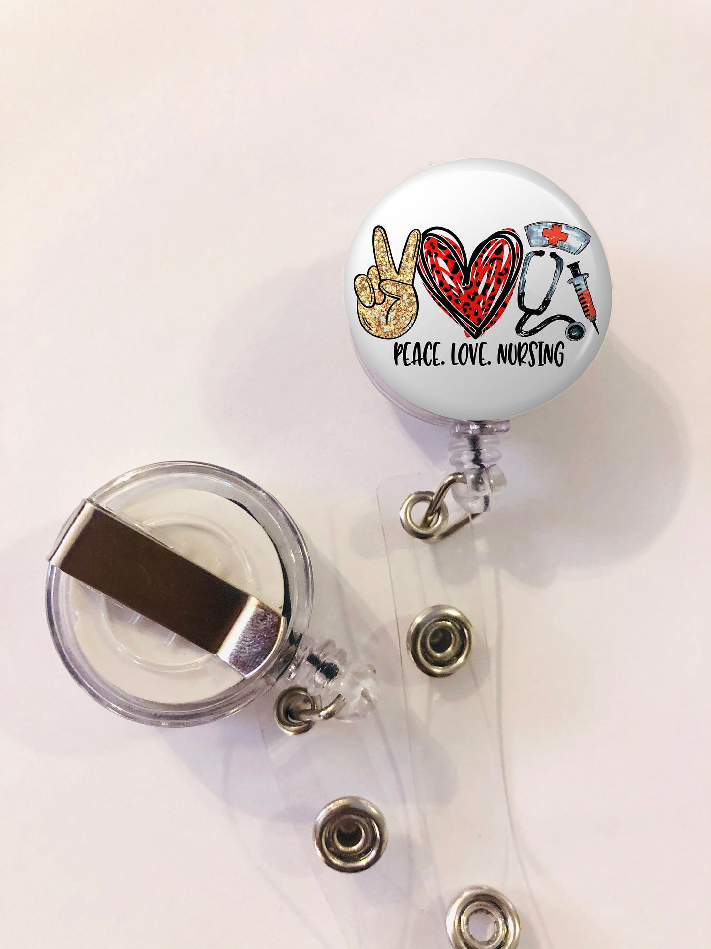 Peace love nursing - Nurse Badge Reel - RN Badge Reel - ID Retractable badge, ID Badge Reel - Nurse Gift