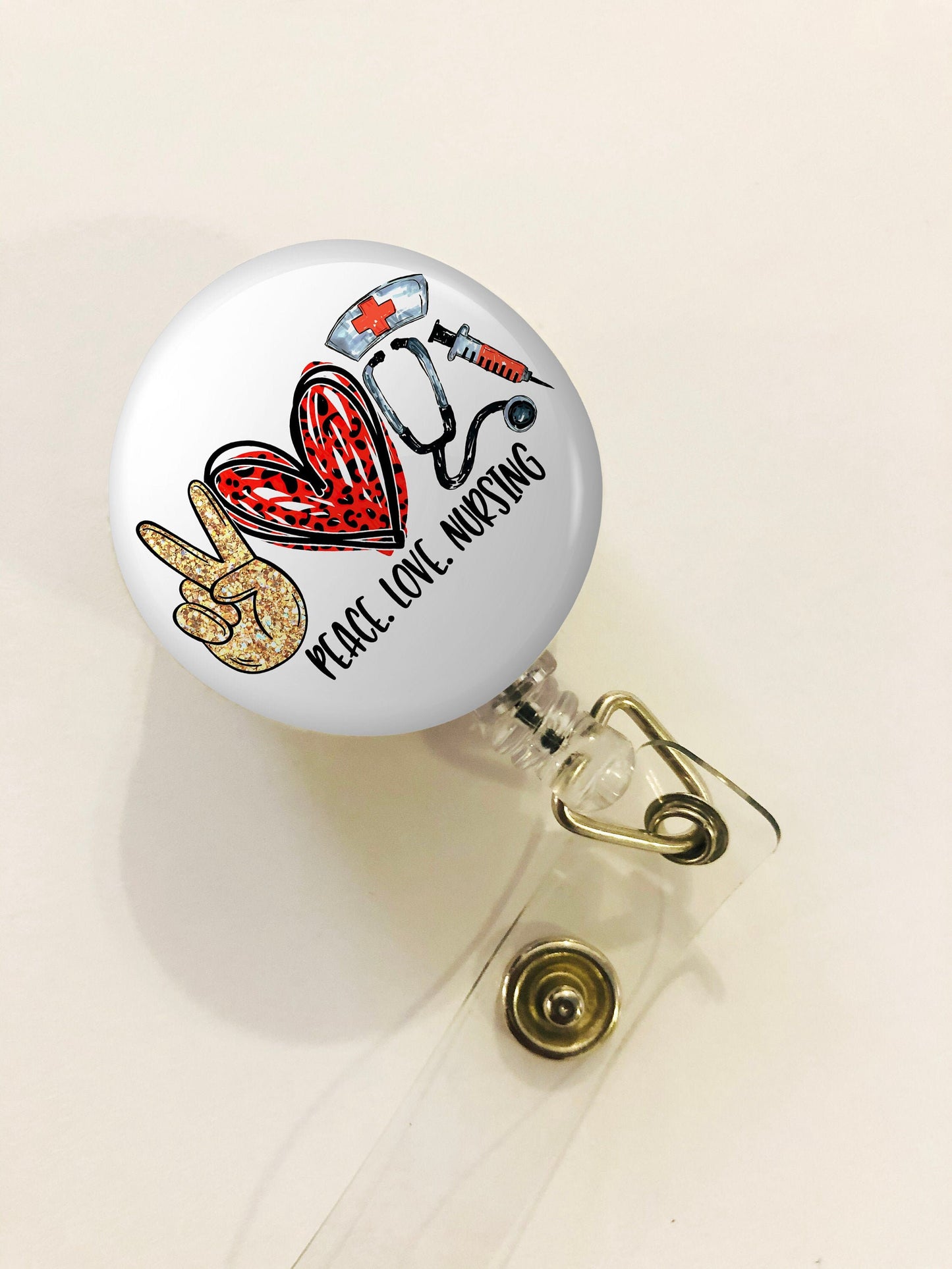 Peace love nursing - Nurse Badge Reel - RN Badge Reel - ID Retractable badge, ID Badge Reel - Nurse Gift