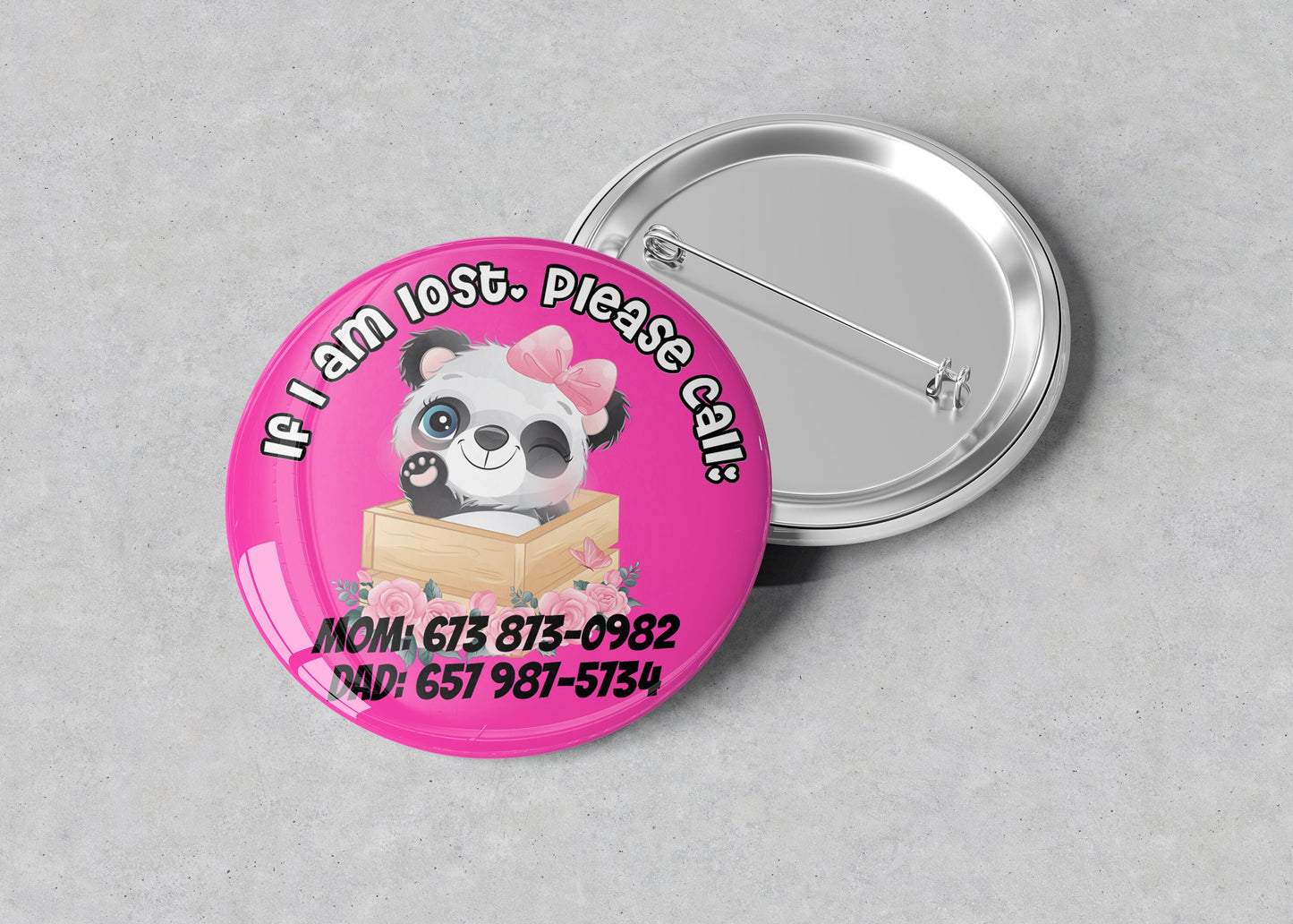 Emergency Contact Button Badge - Emergency Contact Button Pin - Child Emergency Contact Badge - Child Pin