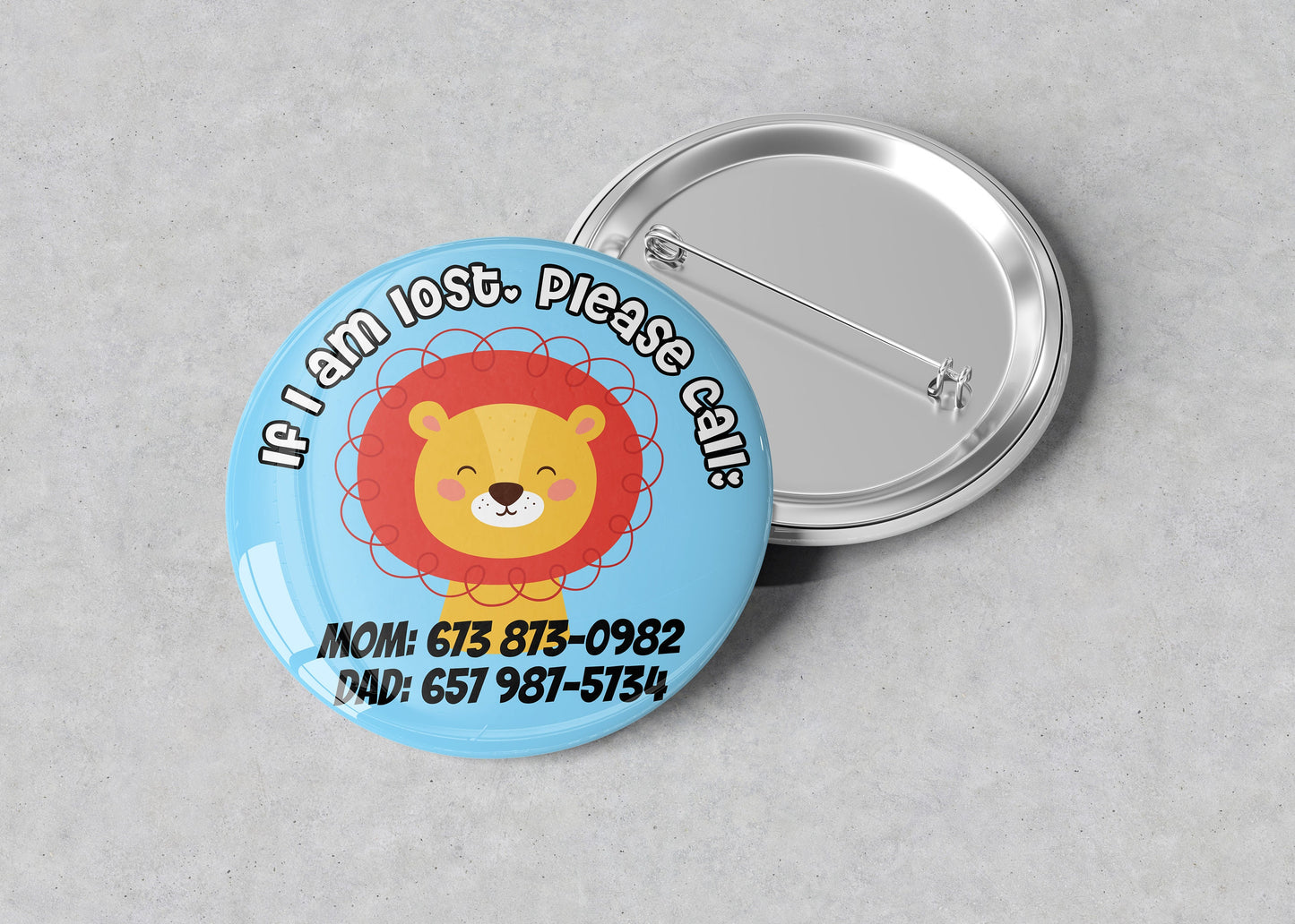 Emergency Contact Button Badge - Emergency Contact Button Pin - Child Emergency Contact Badge - Child Pin