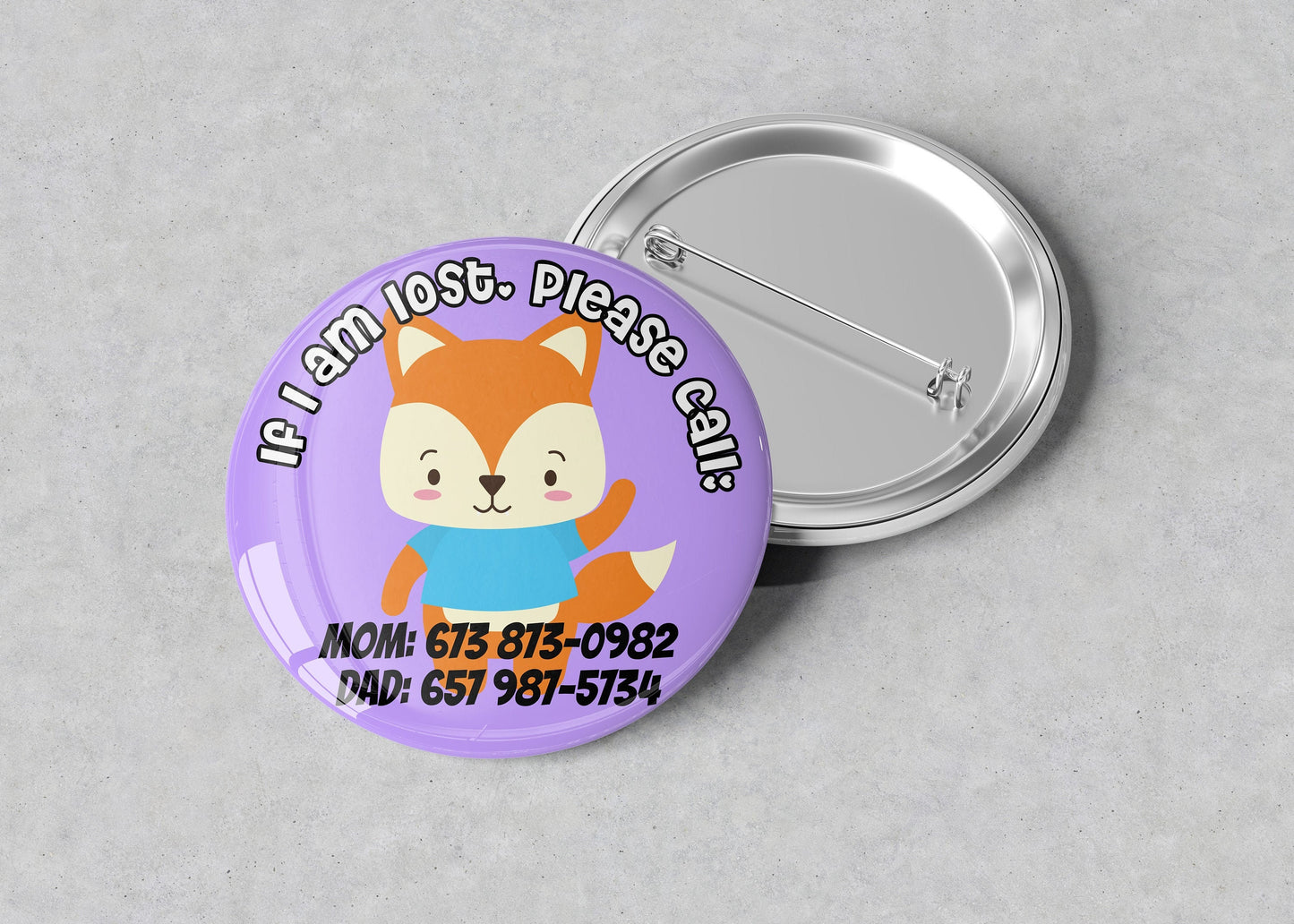 Emergency Contact Button Badge - Emergency Contact Button Pin - Child Emergency Contact Badge - Child Pin