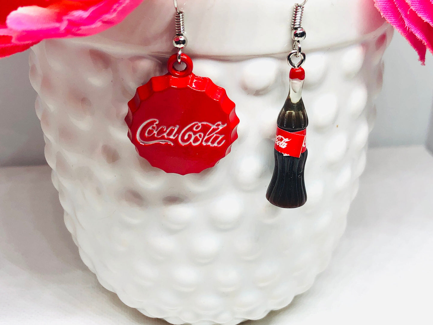 Coca Cola Earrings - Food Jewelry - Dangle Earrings - Fun Earrings - Fun Gift - Novelty Earrings