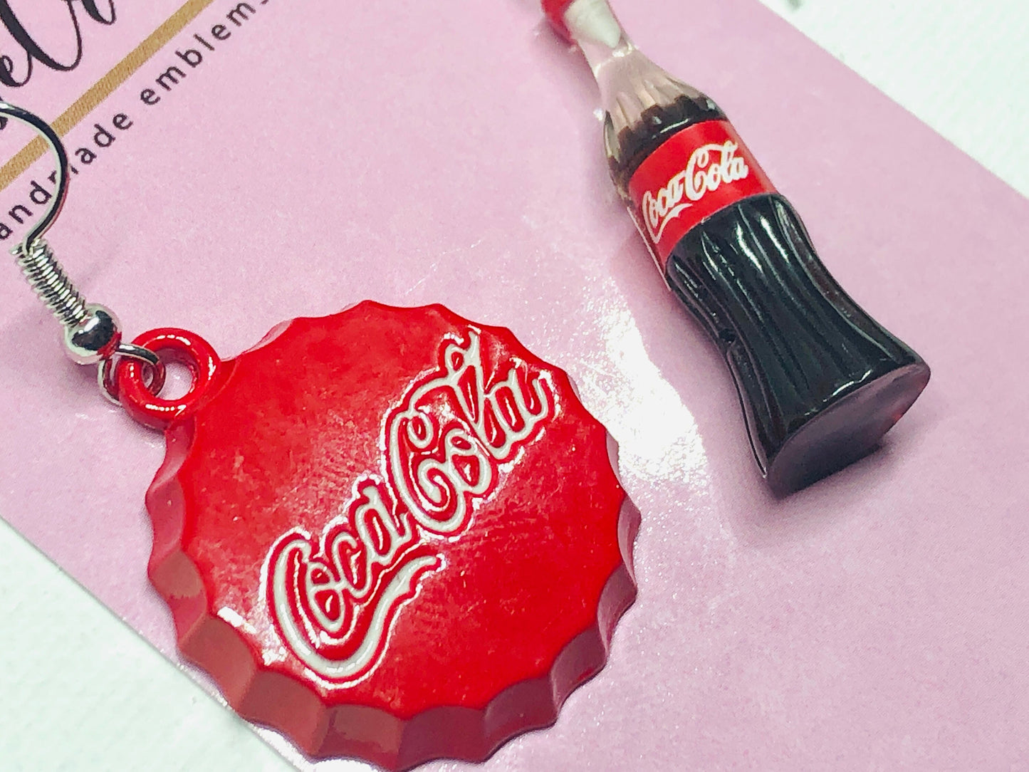 Coca Cola Earrings - Food Jewelry - Dangle Earrings - Fun Earrings - Fun Gift - Novelty Earrings