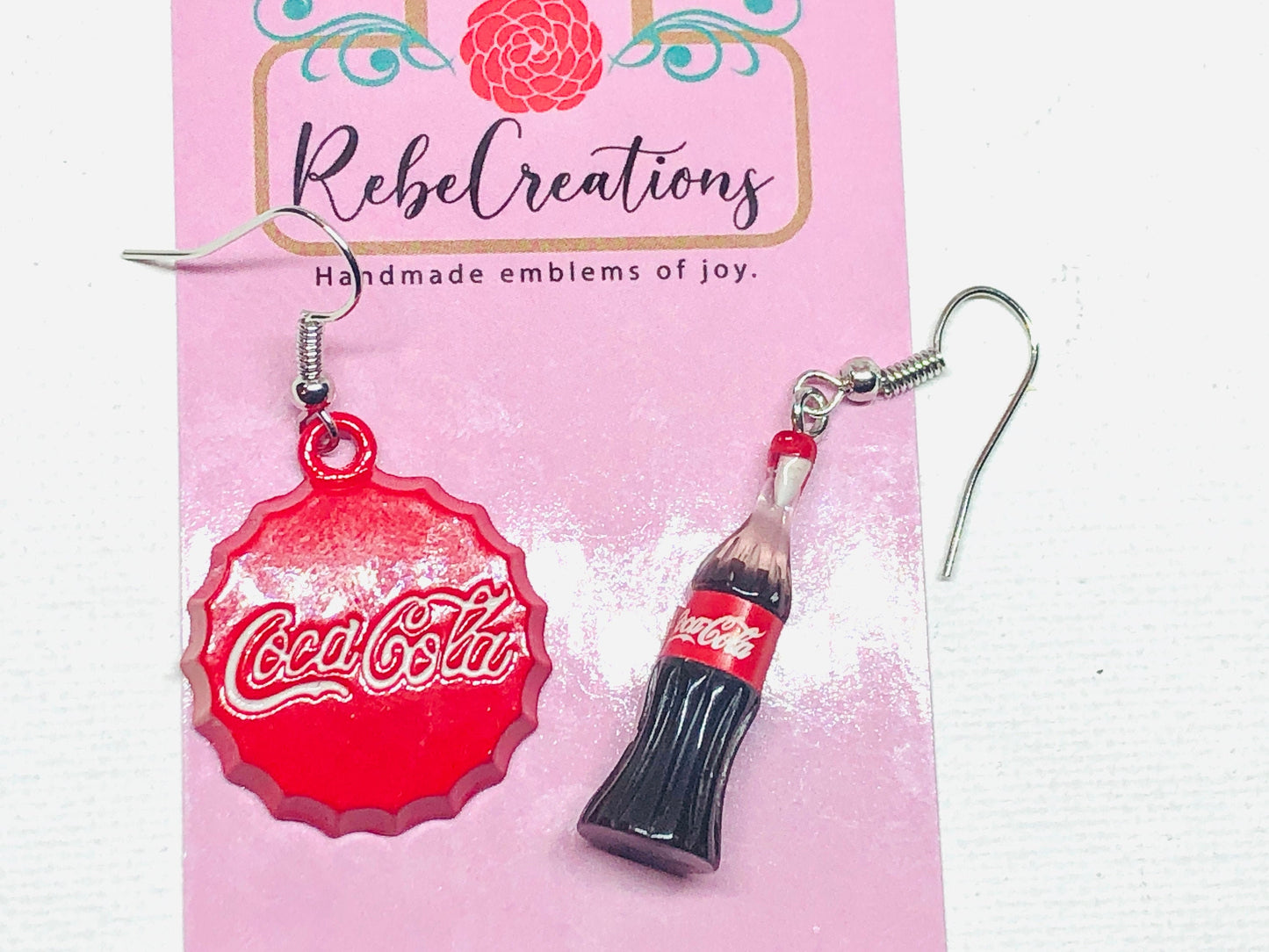 Coca Cola Earrings - Food Jewelry - Dangle Earrings - Fun Earrings - Fun Gift - Novelty Earrings