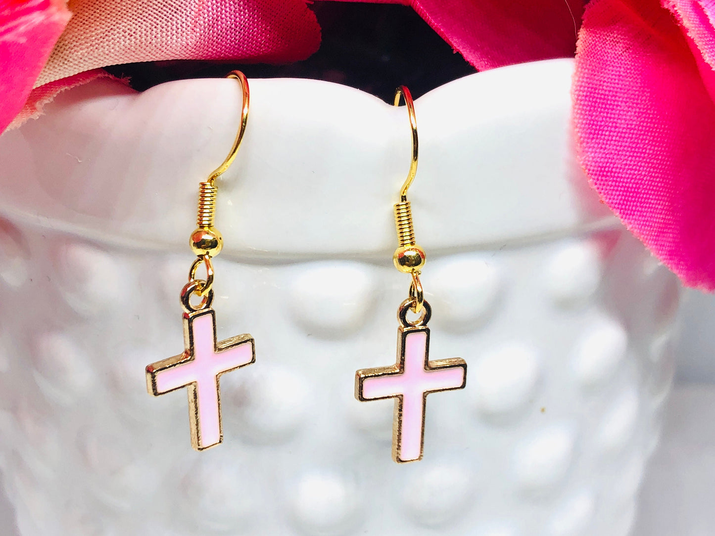 Cross Earrings - Colorful Cross Earrings - Cross Jewelry - Dangle Earrings - Religious Jewelry - Religious Earrings