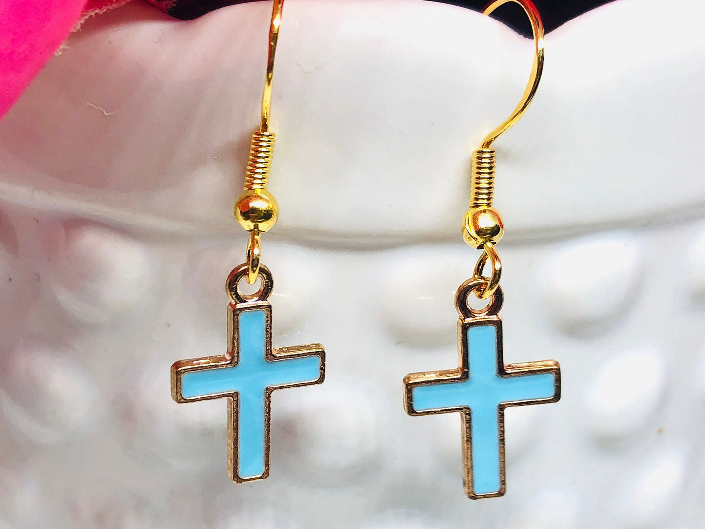Cross Earrings - Colorful Cross Earrings - Cross Jewelry - Dangle Earrings - Religious Jewelry - Religious Earrings